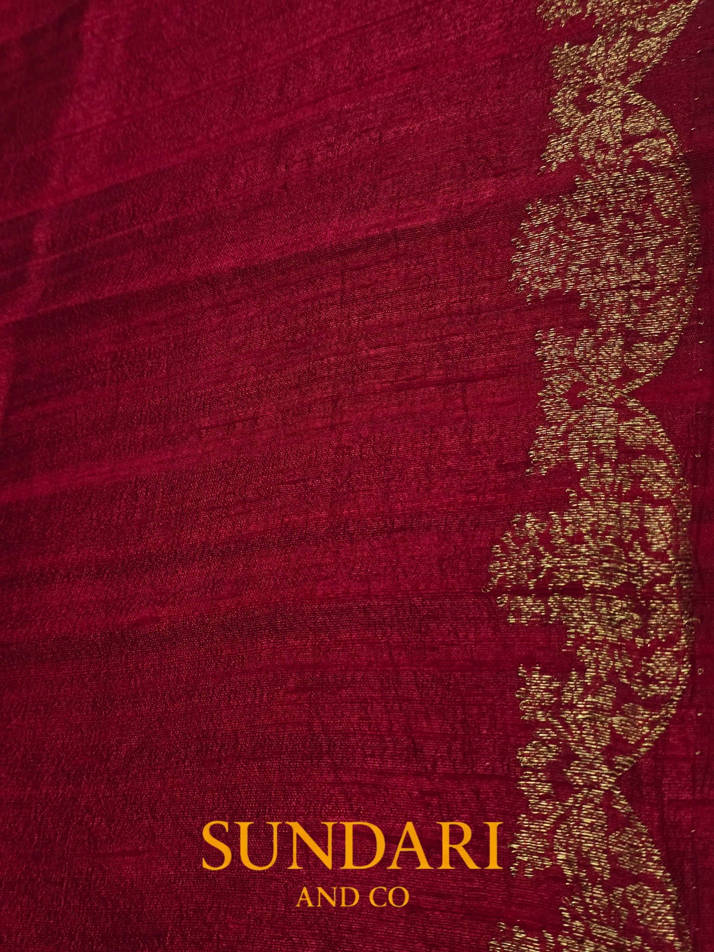 Dark Red | Antique Zari Meenakari Buttas in Kadua Weave | Pure Raw Silk Saree