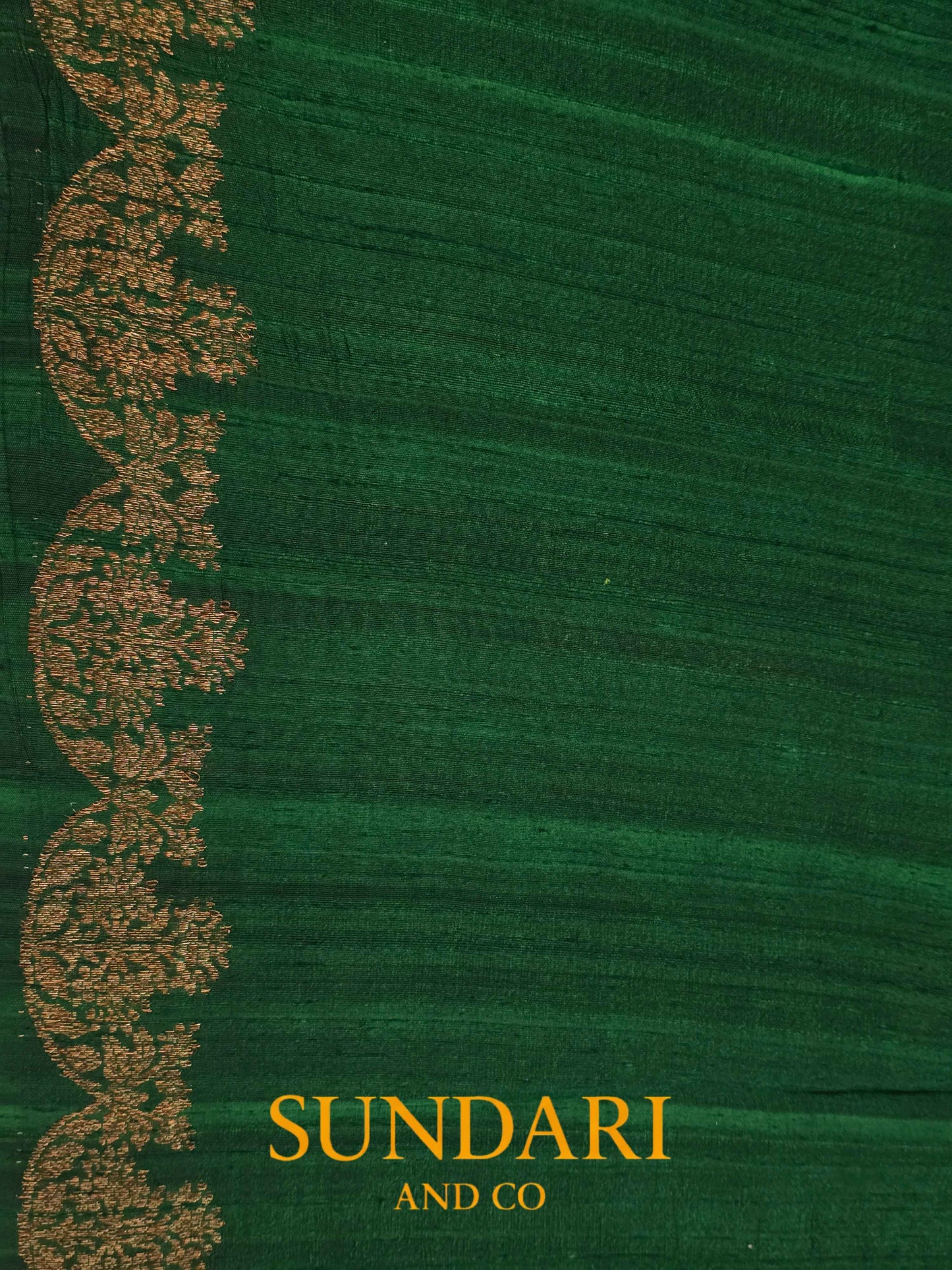 Pine Green | Antique Zari Meenakari Buttas in Kadua Weave | Pure Raw Silk Saree