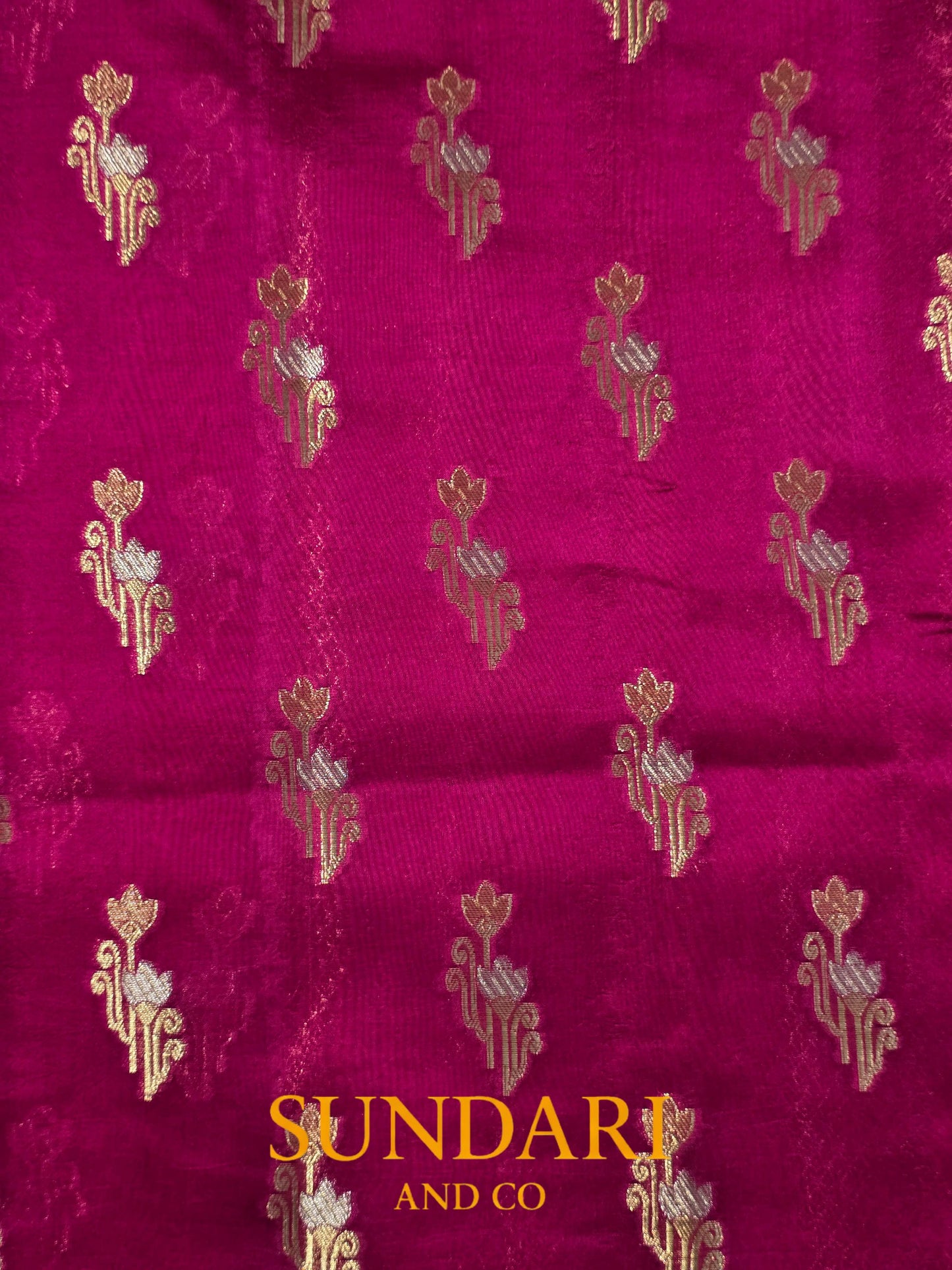 Persian Rose Pink | Floral Butta | Pure Dupion Silk Saree