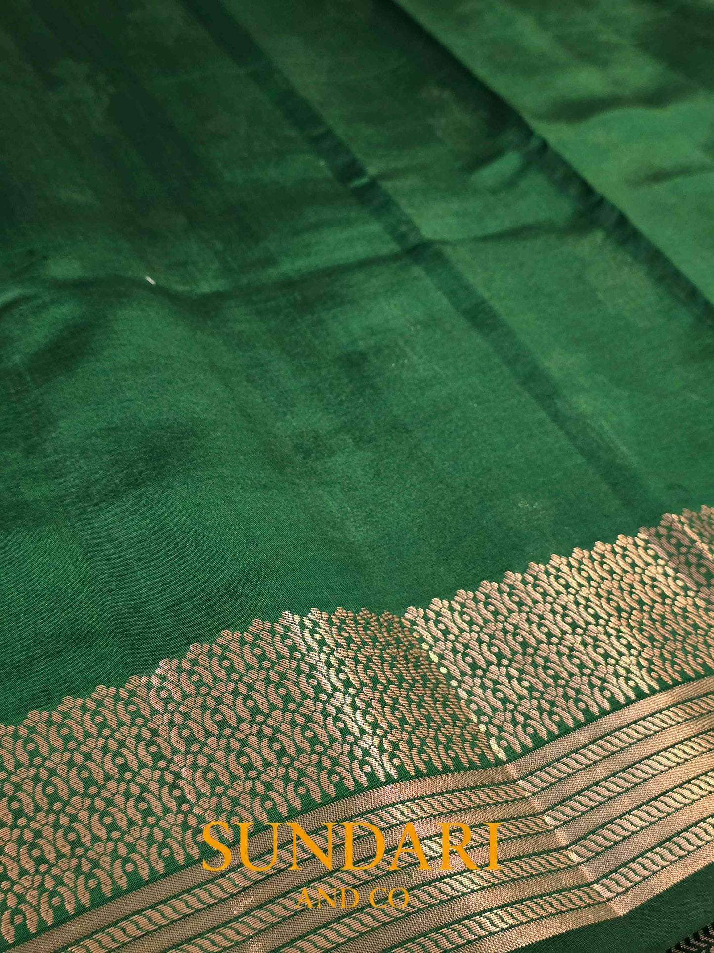 Green | Floral Butta | Pure Dupion Silk Saree