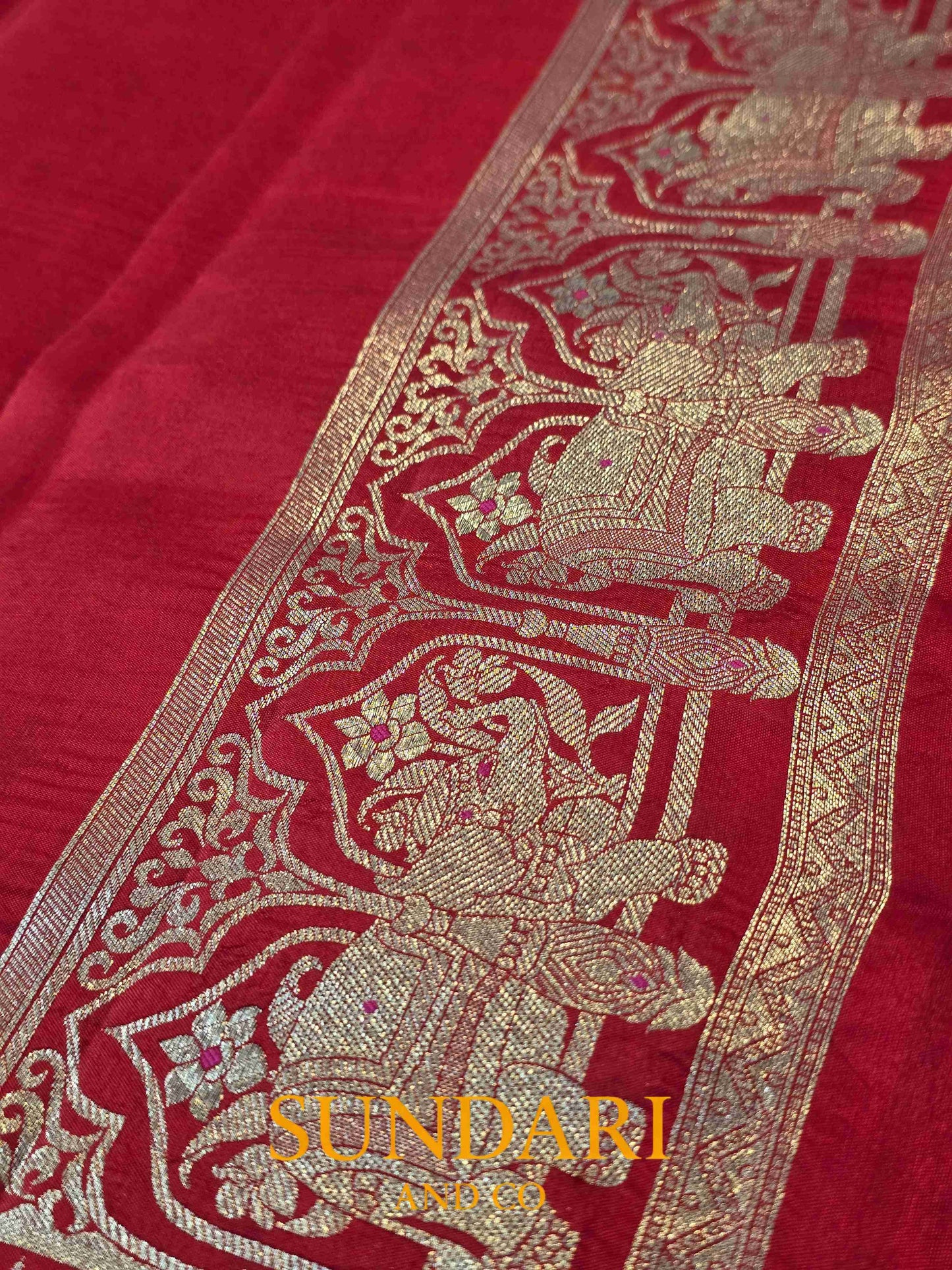 Candy Red | Jungle Themed | Pure Soft Silk Saree