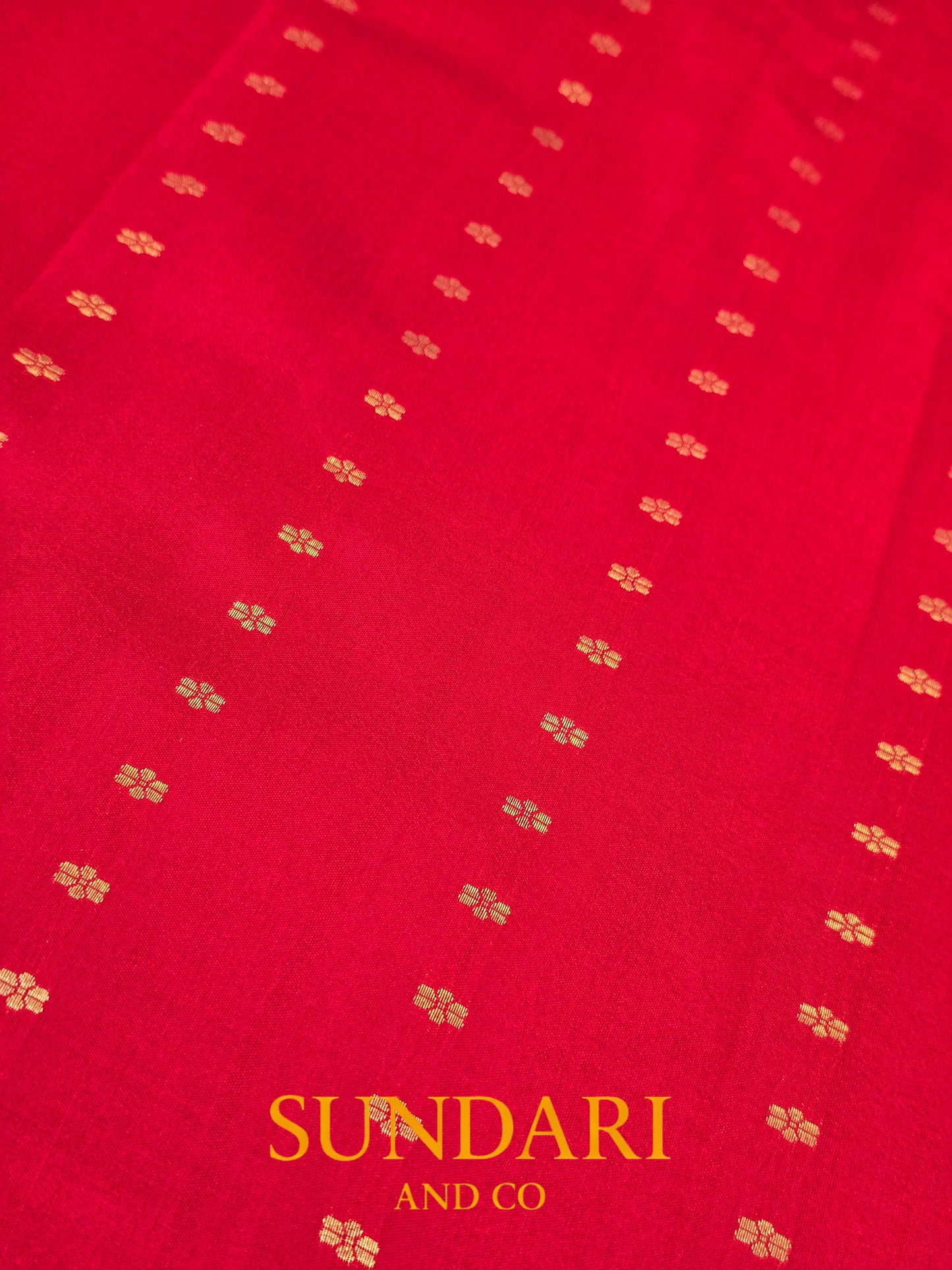 Crimson Red | Sona-Roopa Buttas in Kadua Weave | Pure Soft Silk Saree