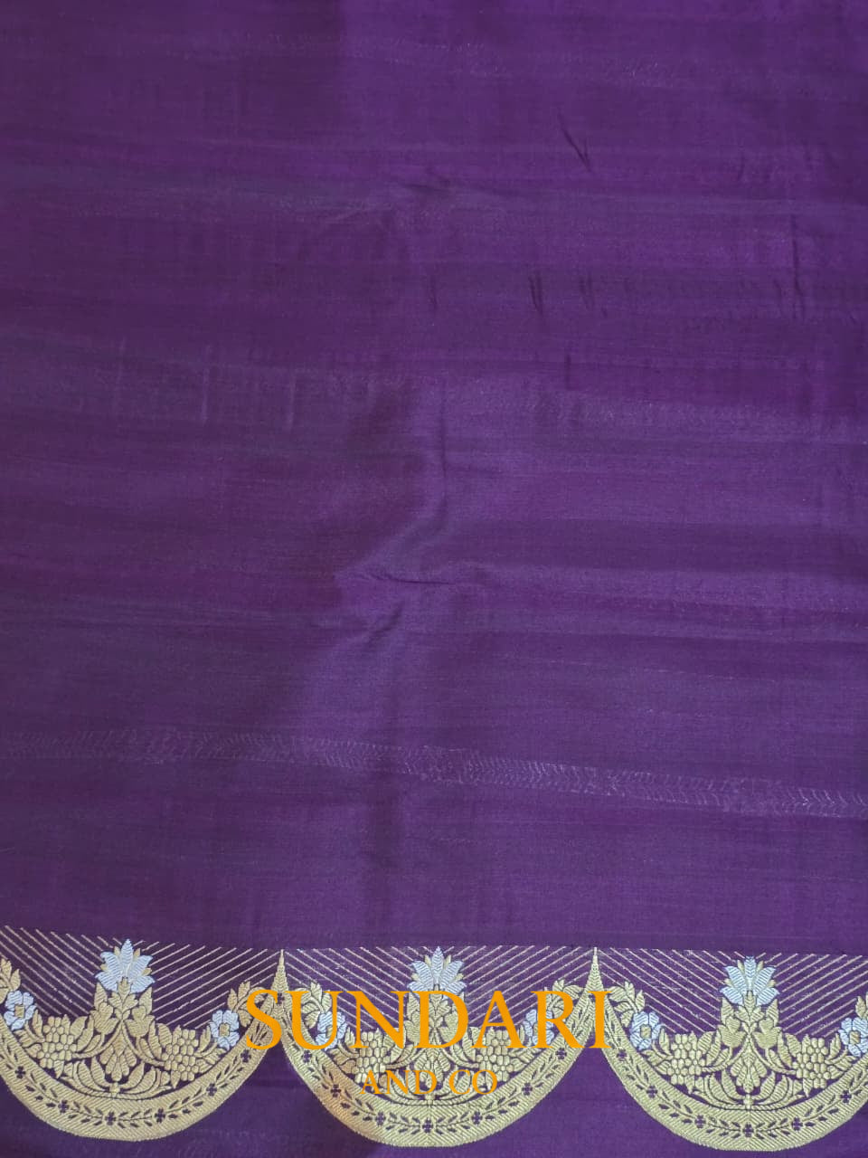 Plum | Kadua Stripes and Scallops | Pure Katan Silk Saree