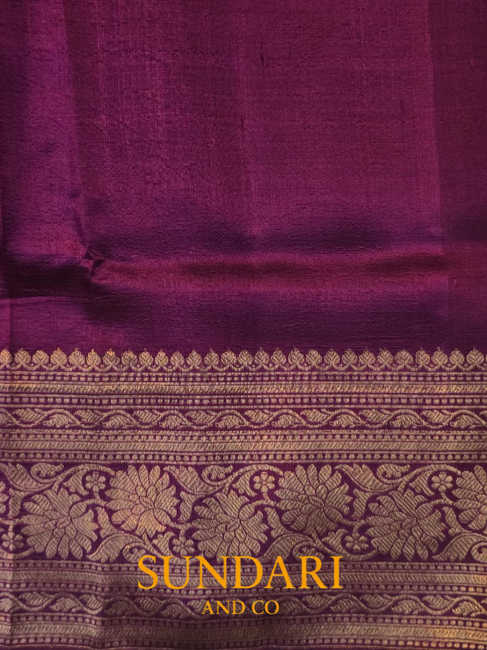 Red - Purple | Golden Floral Border with Buttas in Kadua Weave | Pure Soft Silk Saree
