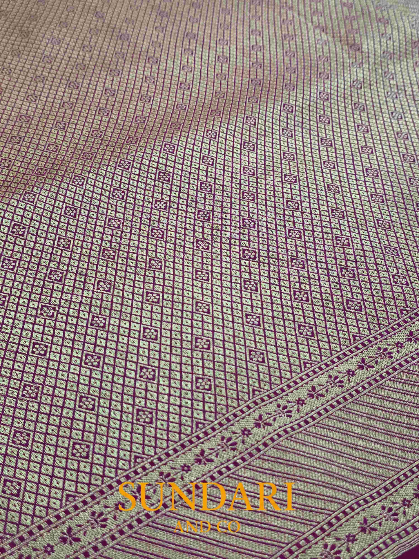 Velvet Fuchsia | Brocade Floral Geometric Jaal | Pure Katan Silk Saree