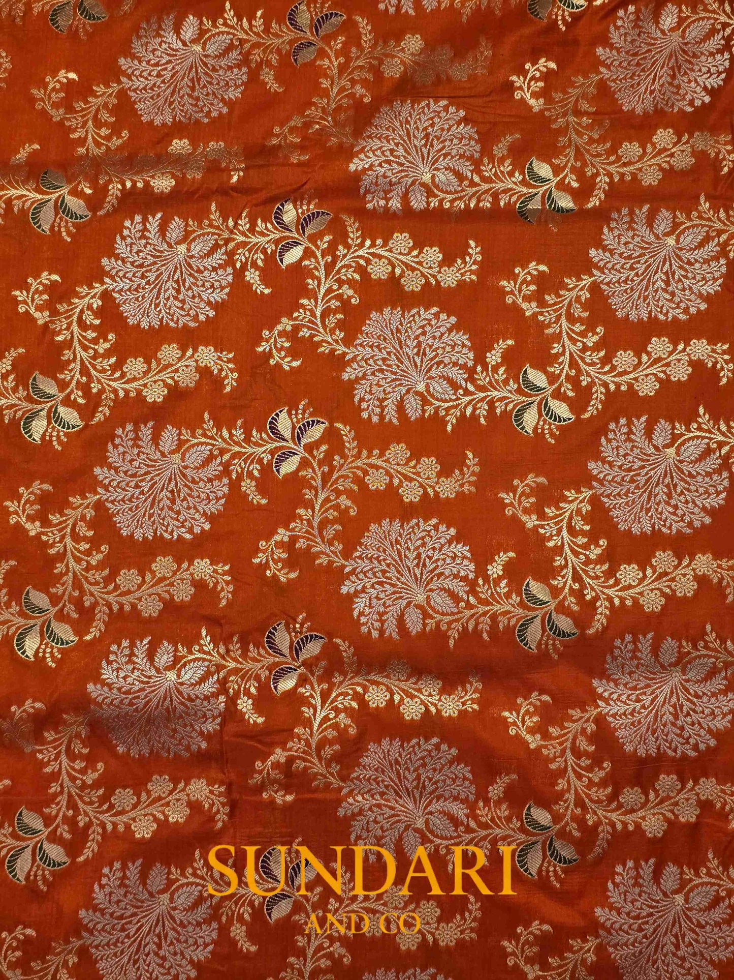 Vermilion Orange | Meenakari Jaal | Pure Katan Silk Saree