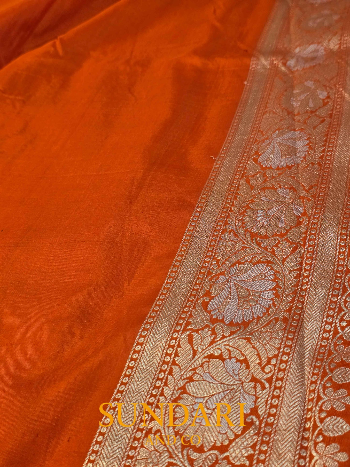 Vermilion Orange | Meenakari Jaal | Pure Katan Silk Saree
