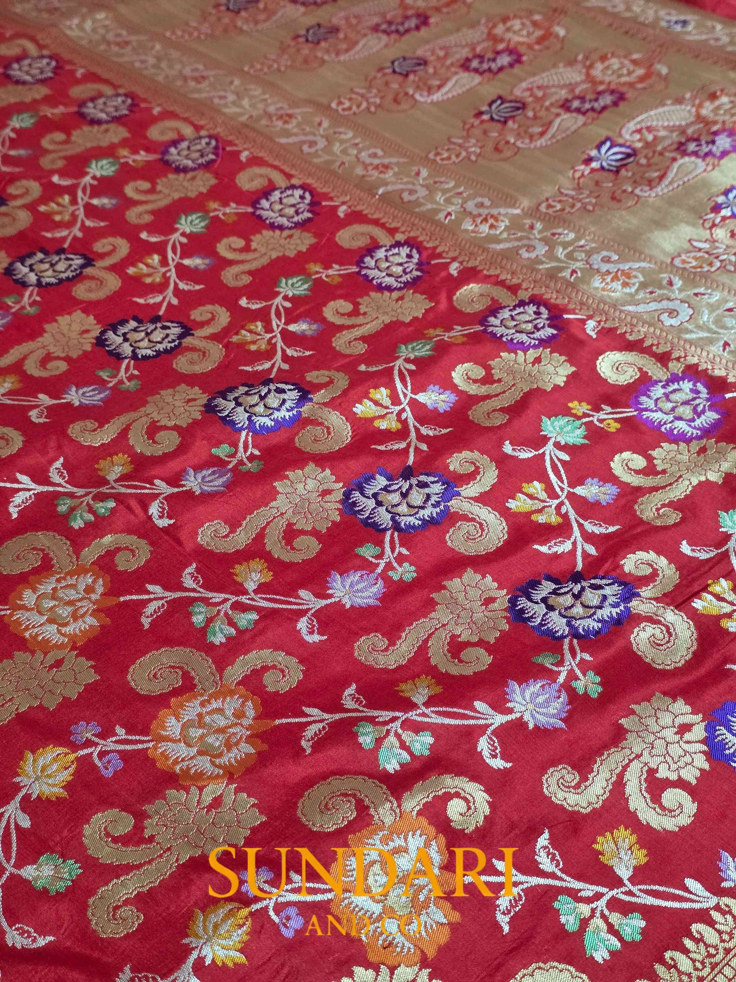 Venetian Red | Tilfi Woven | Pure Katan Silk Saree
