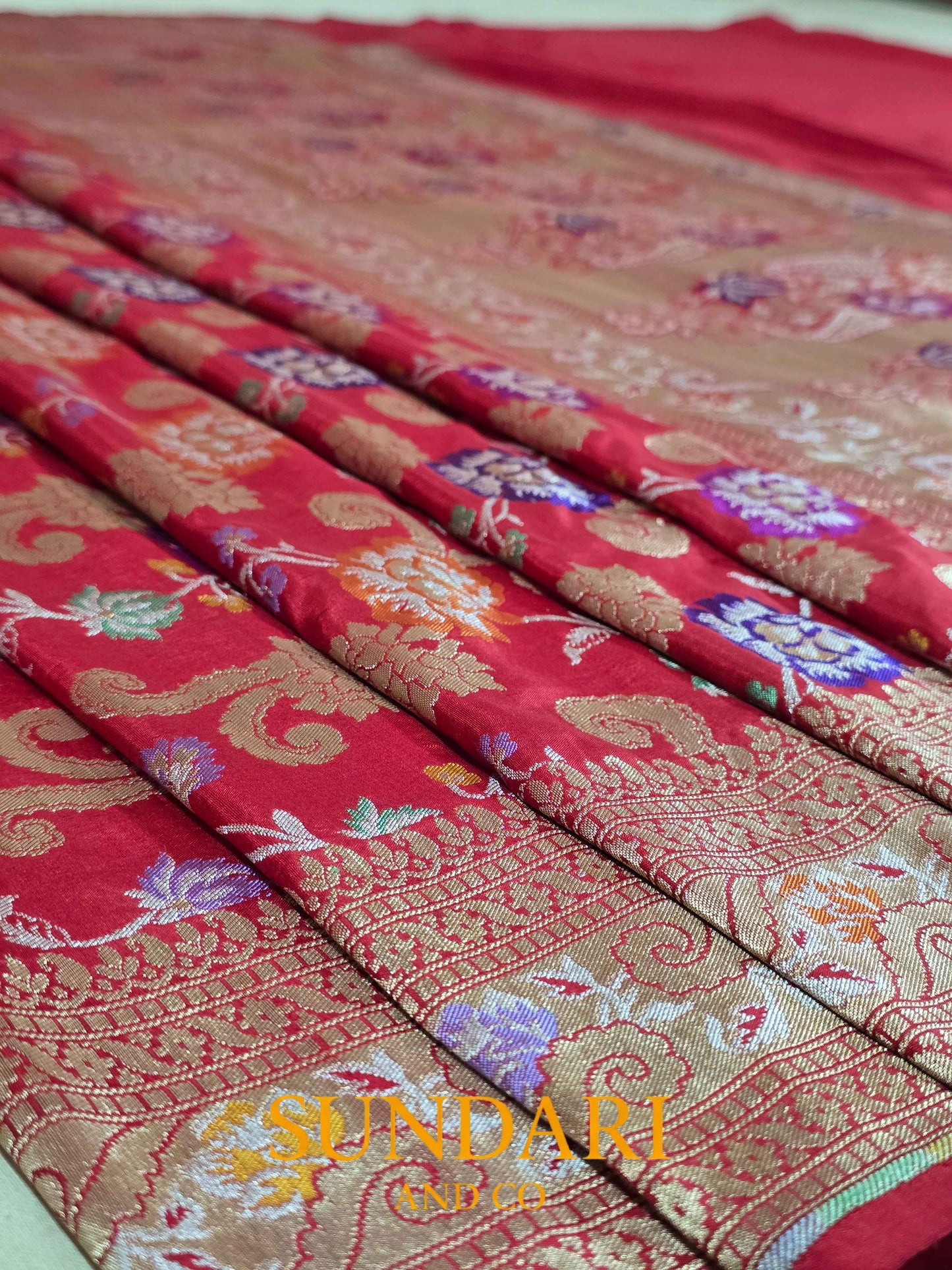 Venetian Red | Tilfi Woven | Pure Katan Silk Saree