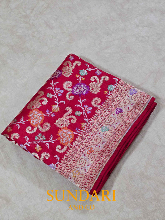 Venetian Red | Tilfi Woven | Pure Katan Silk Saree