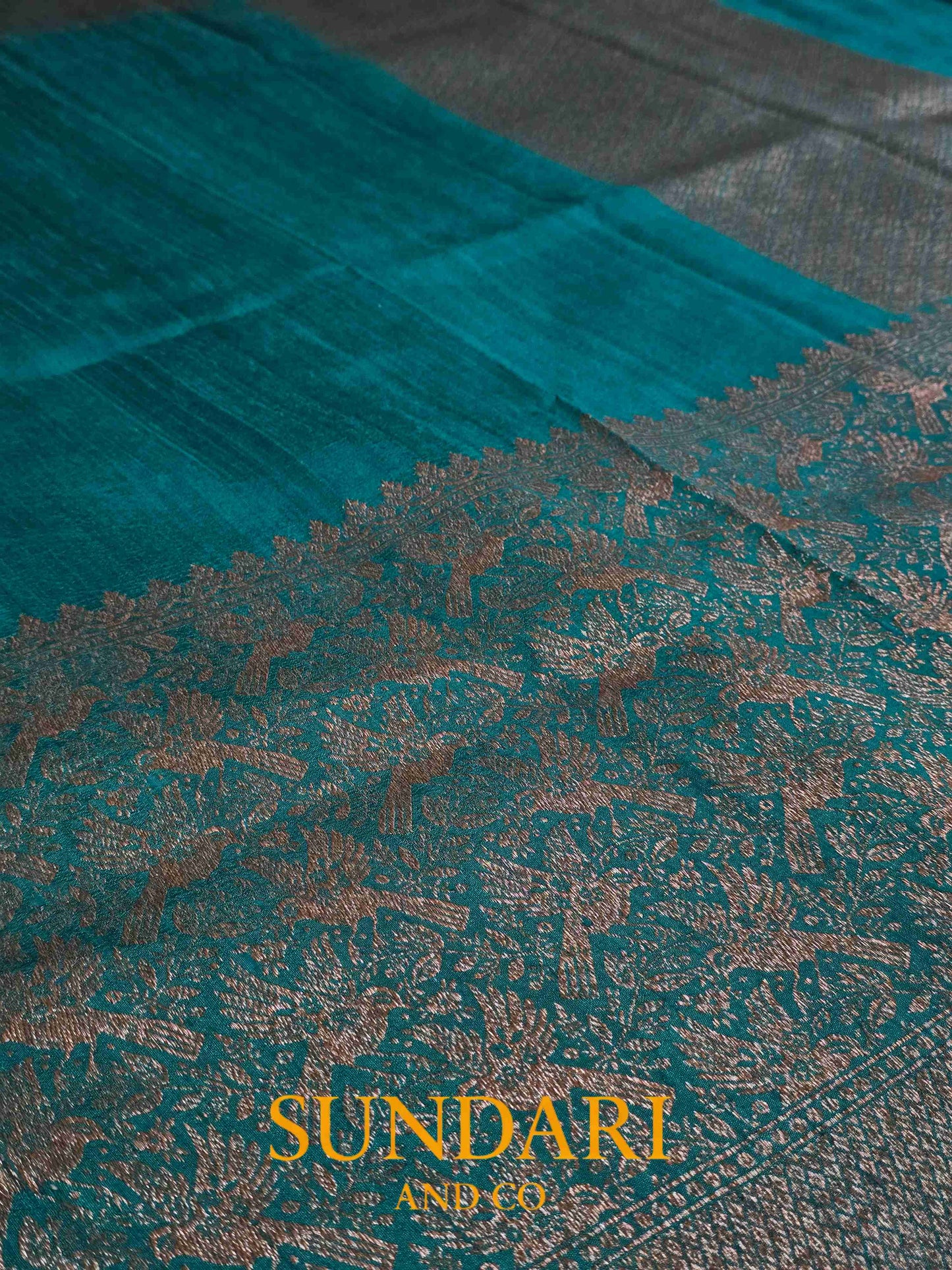 Rama Blue | Antique Zari Meenakari Buttas in Kadua Weave | Pure Raw Silk Saree
