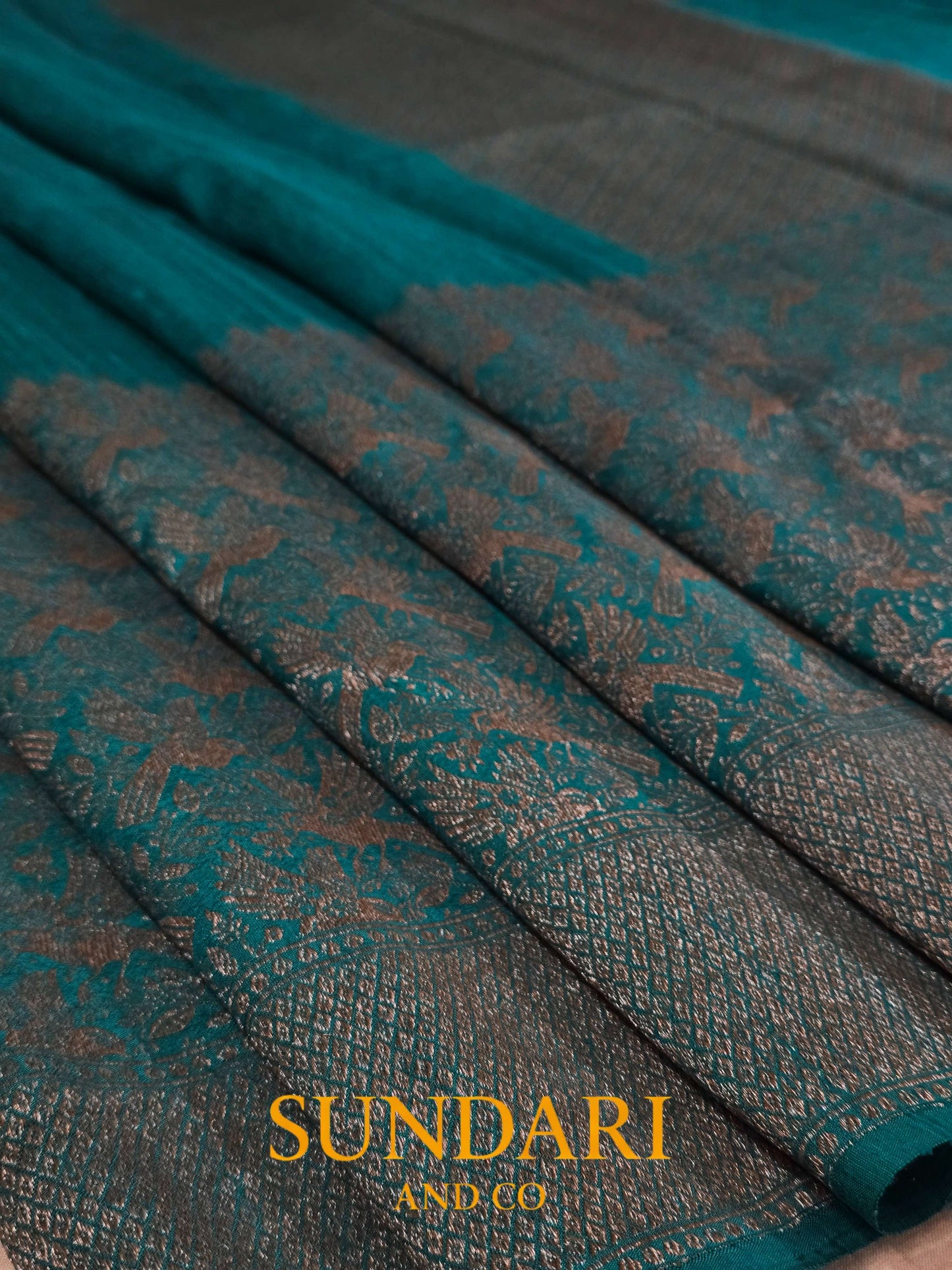 Rama Blue | Antique Zari Meenakari Buttas in Kadua Weave | Pure Raw Silk Saree