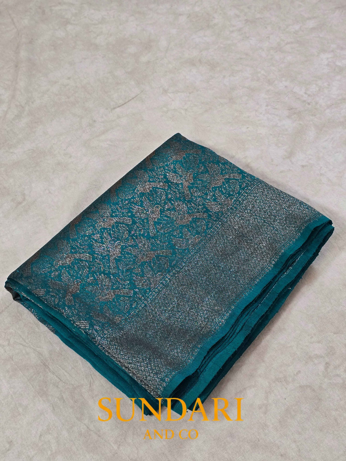 Rama Blue | Antique Zari Meenakari Buttas in Kadua Weave | Pure Raw Silk Saree