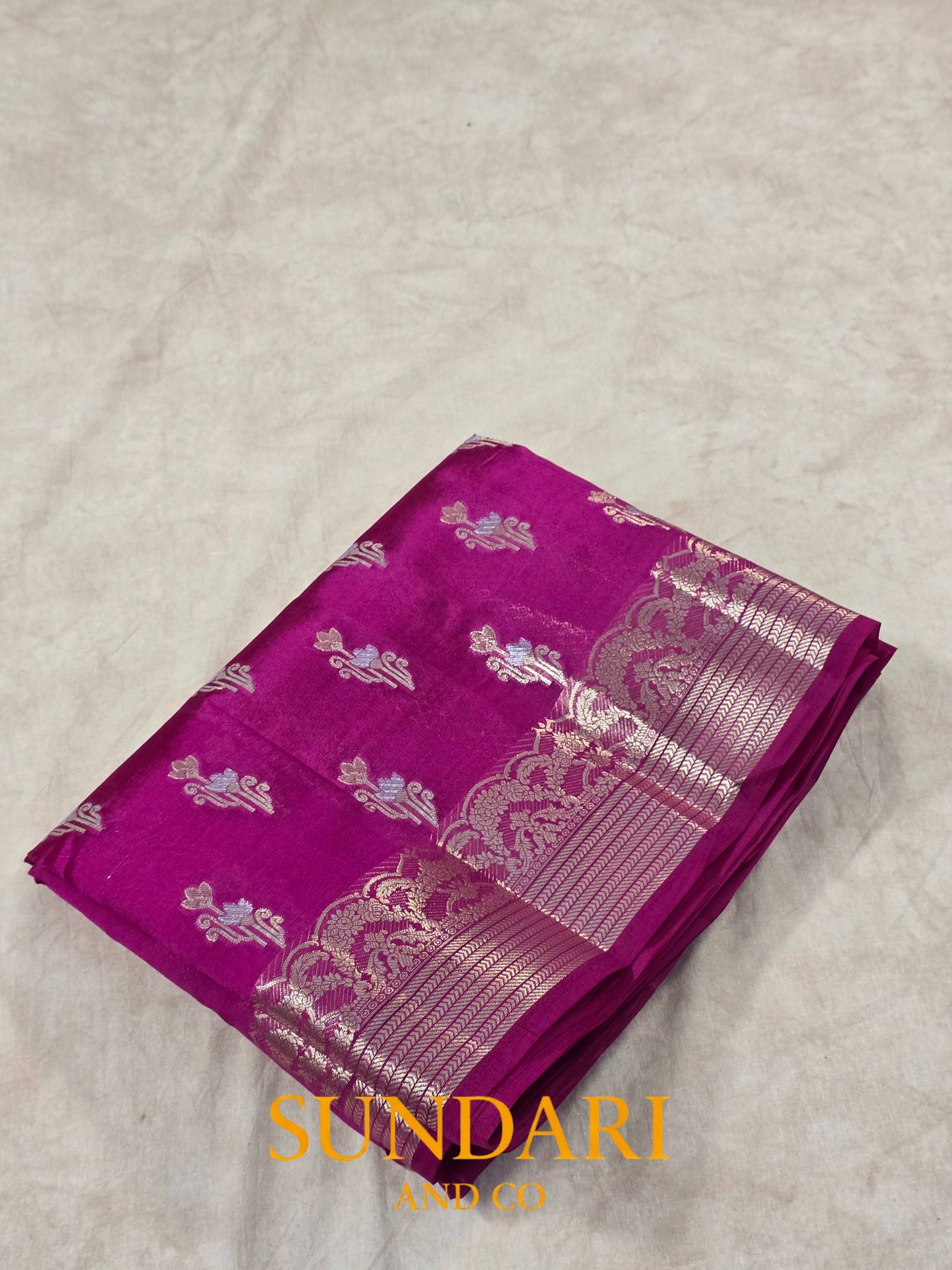 Persian Rose Pink | Floral Butta | Pure Dupion Silk Saree