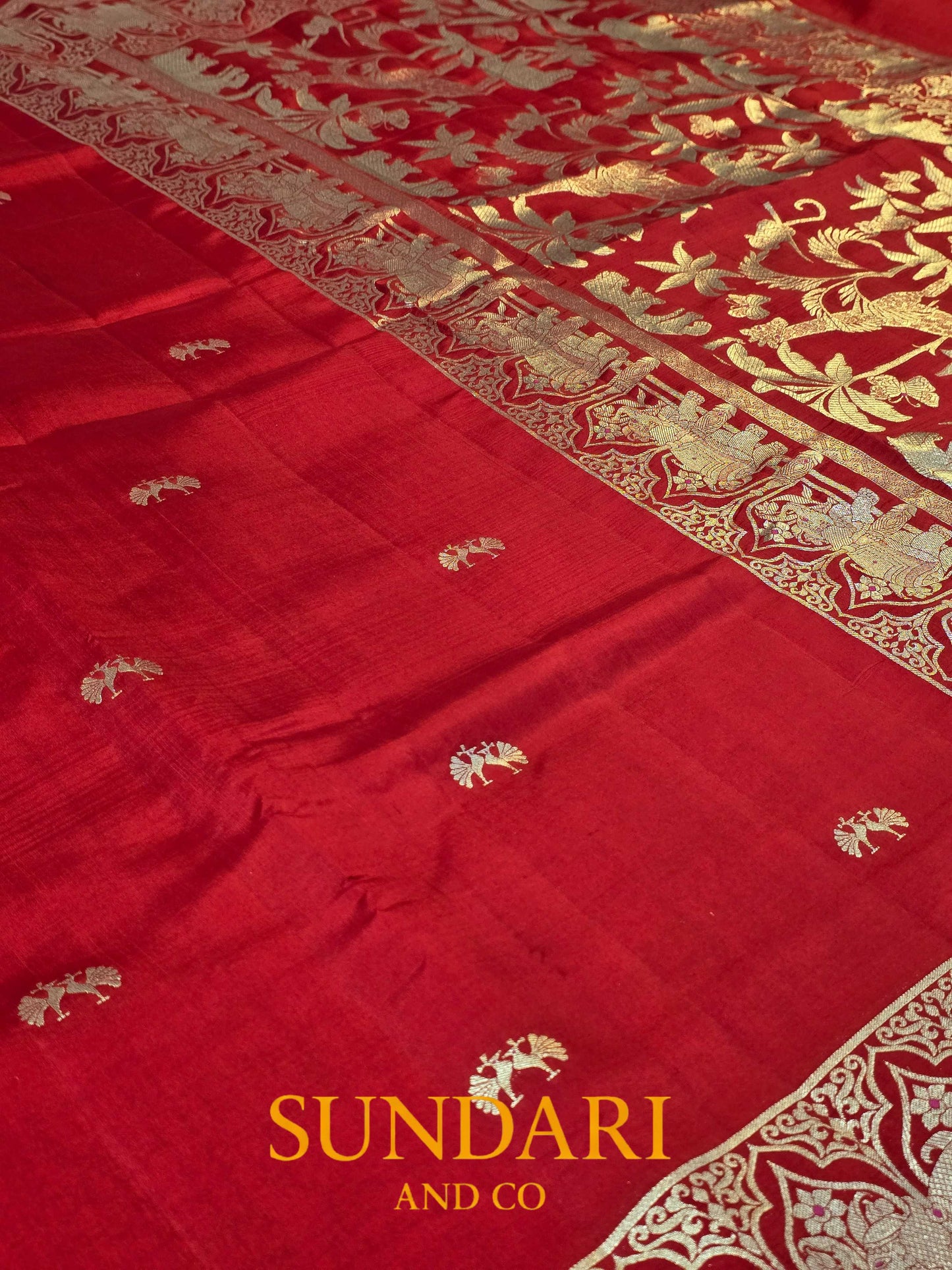 Candy Red | Jungle Themed | Pure Soft Silk Saree