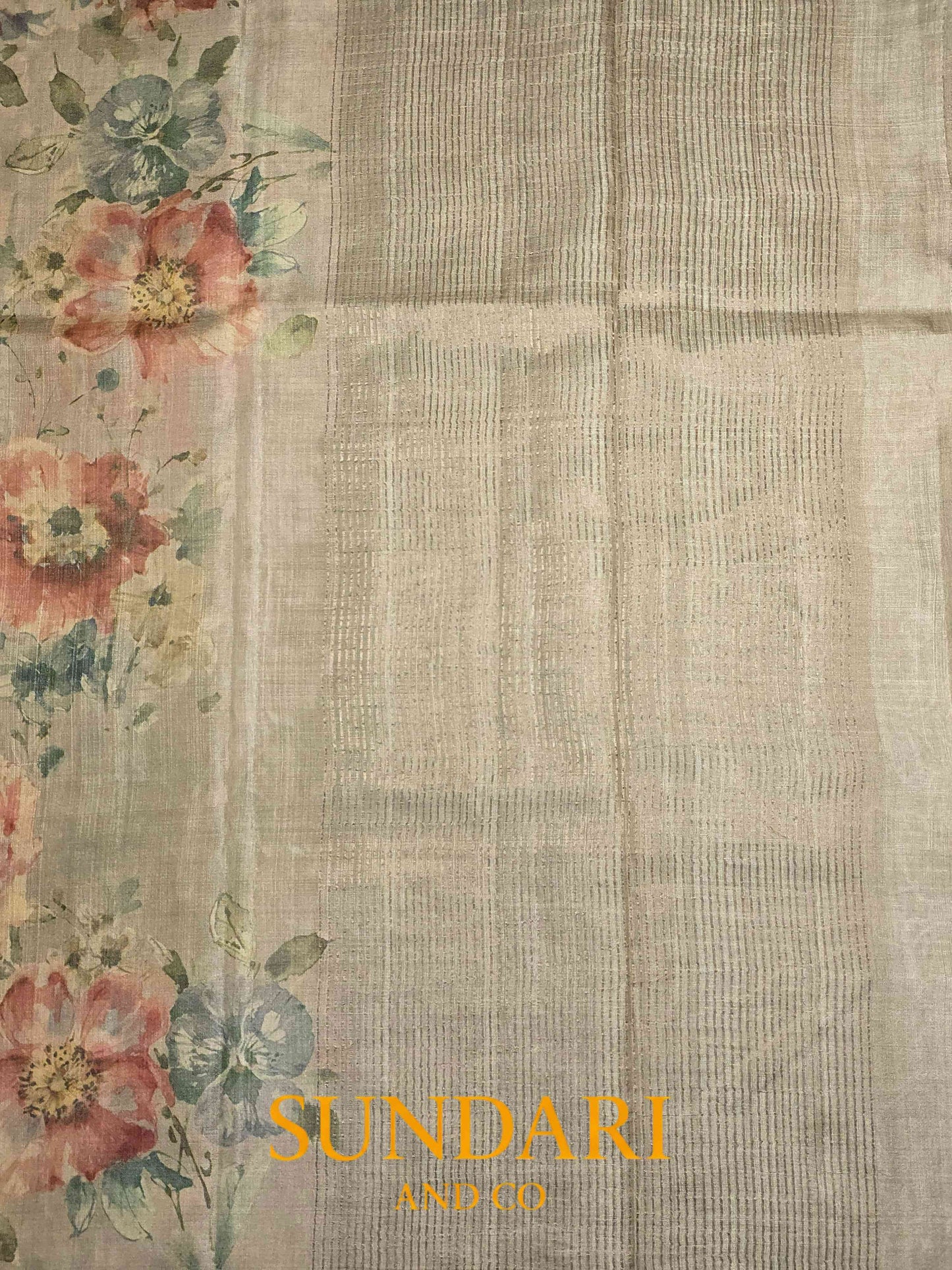 Sage Green | Digital Printed | Pure Tussar Silk Saree