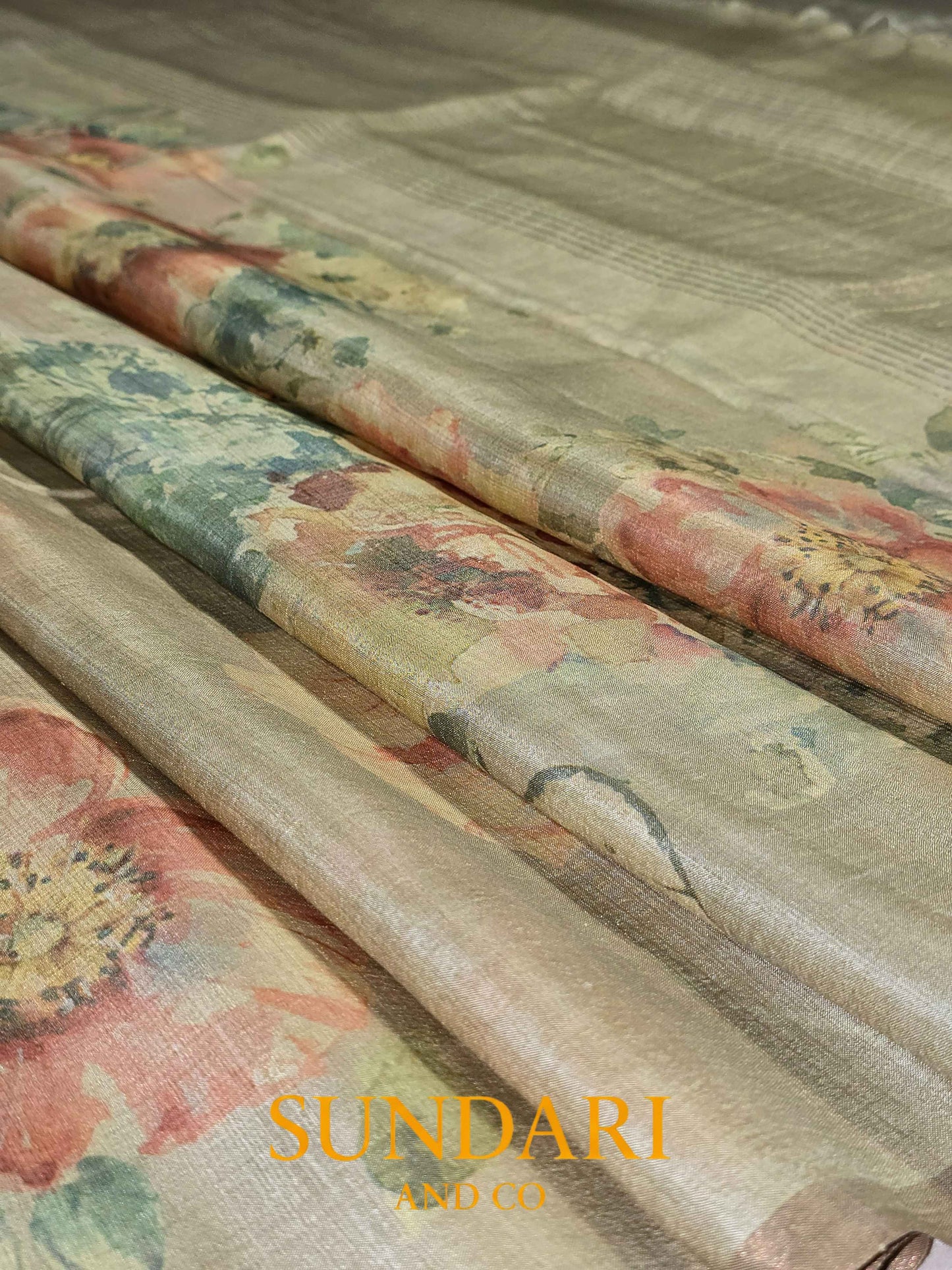 Sage Green | Digital Printed | Pure Tussar Silk Saree