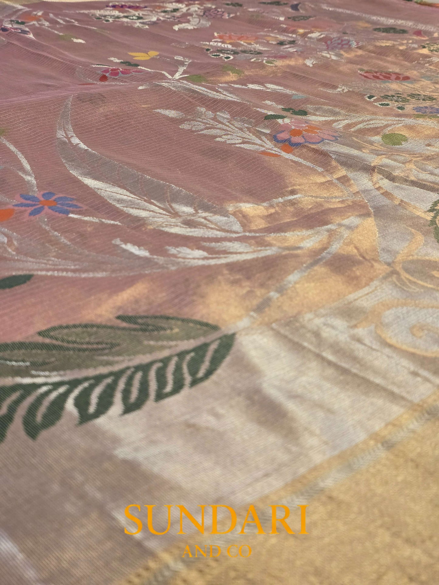 Blush Pink | Meenakari Jamdani Woven | Pure Tissue Saree