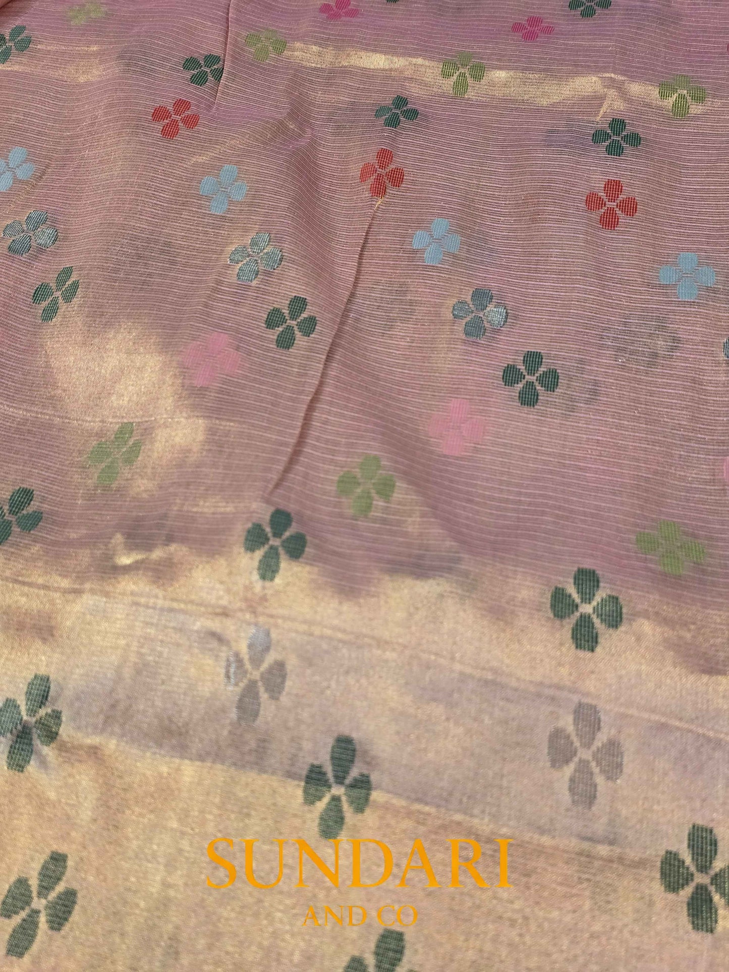 Blush Pink | Meenakari Jamdani Woven | Pure Tissue Saree