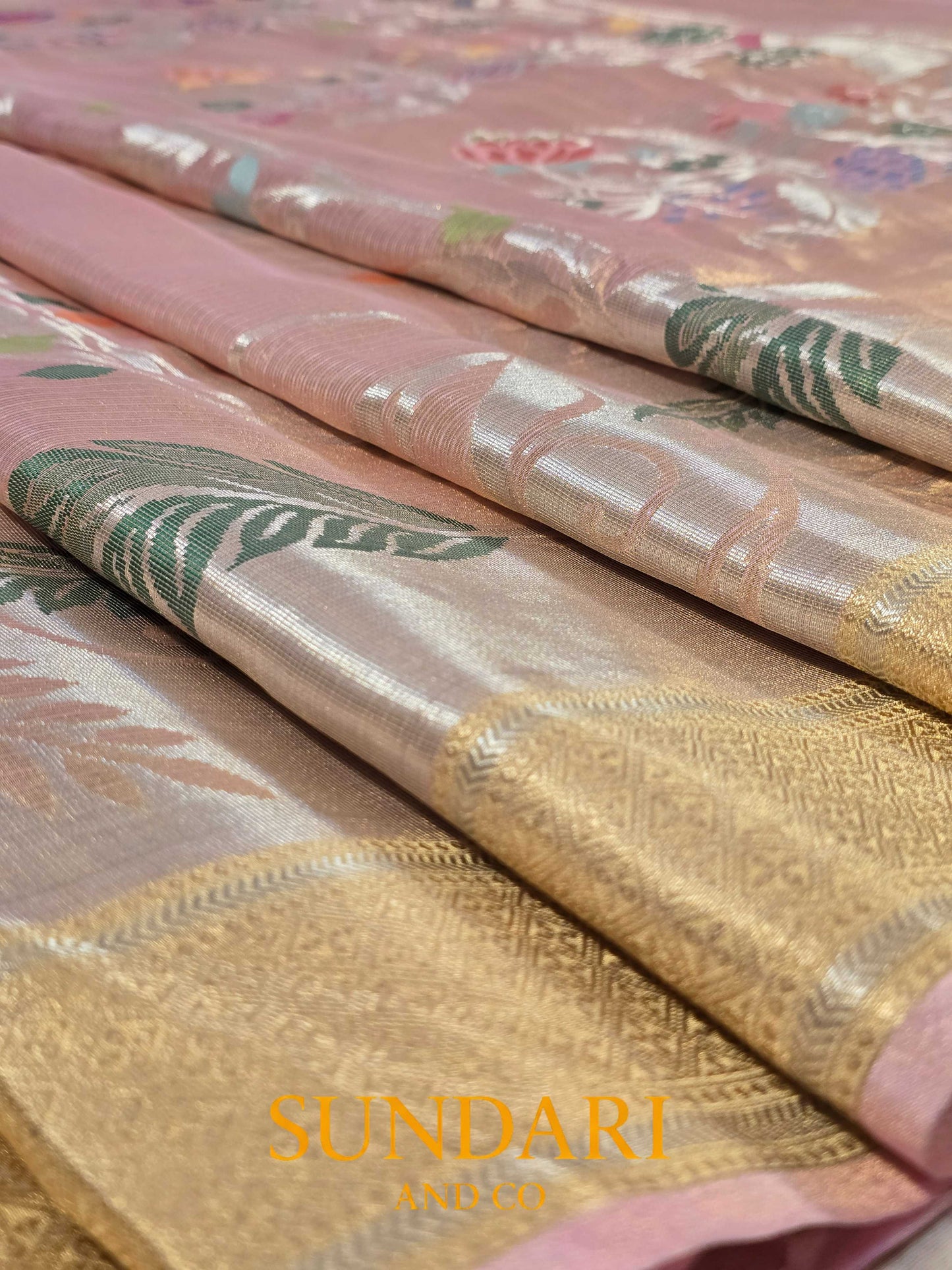Blush Pink | Meenakari Jamdani Woven | Pure Tissue Saree