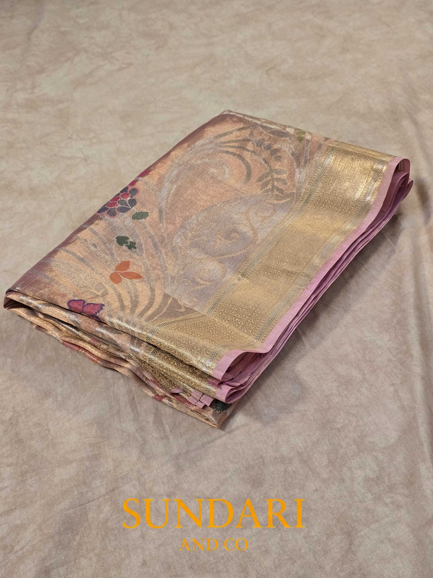 Blush Pink | Meenakari Jamdani Woven | Pure Tissue Saree