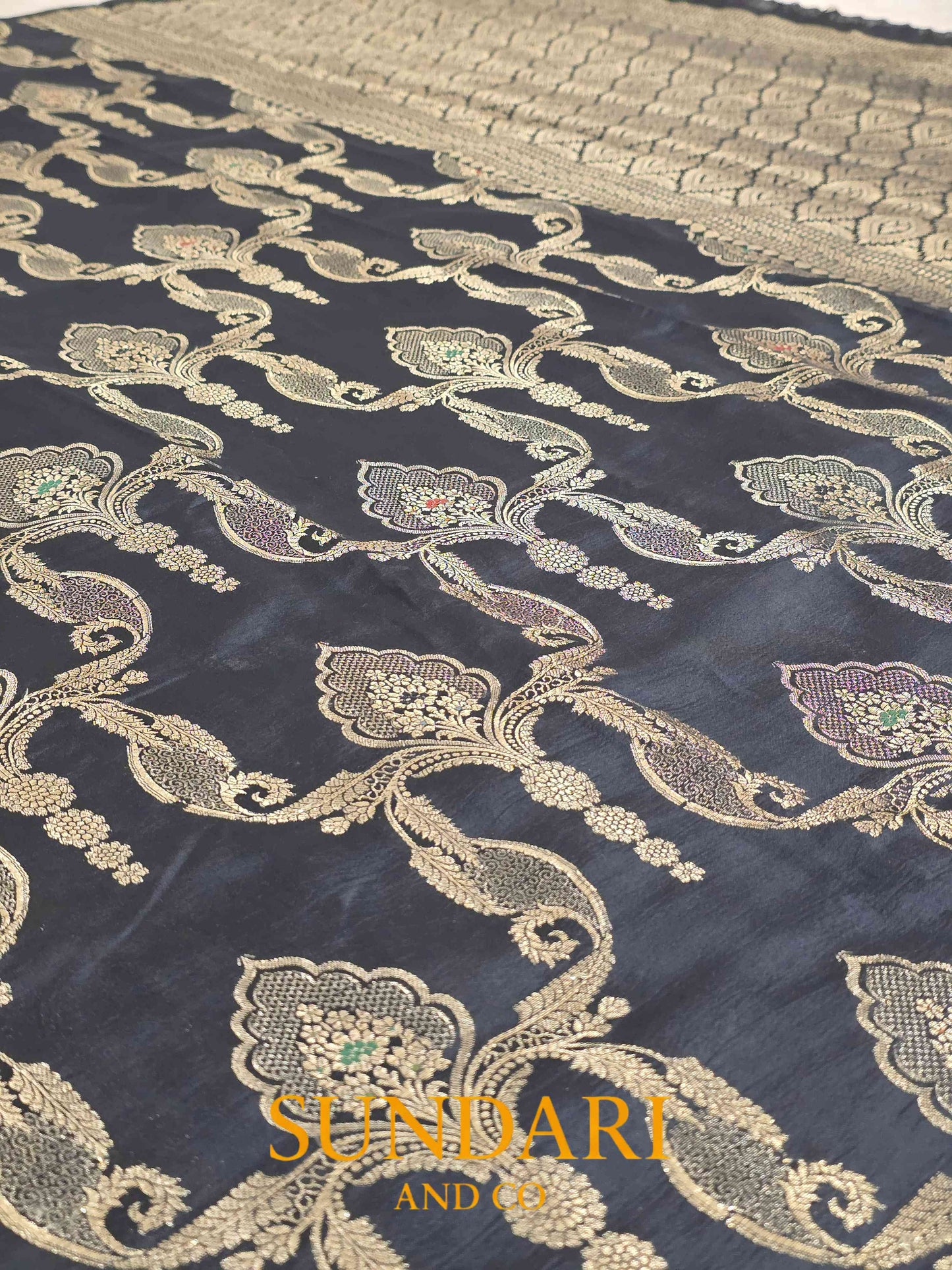 Black | Meenakari Jaal | Pure Soft Silk Saree