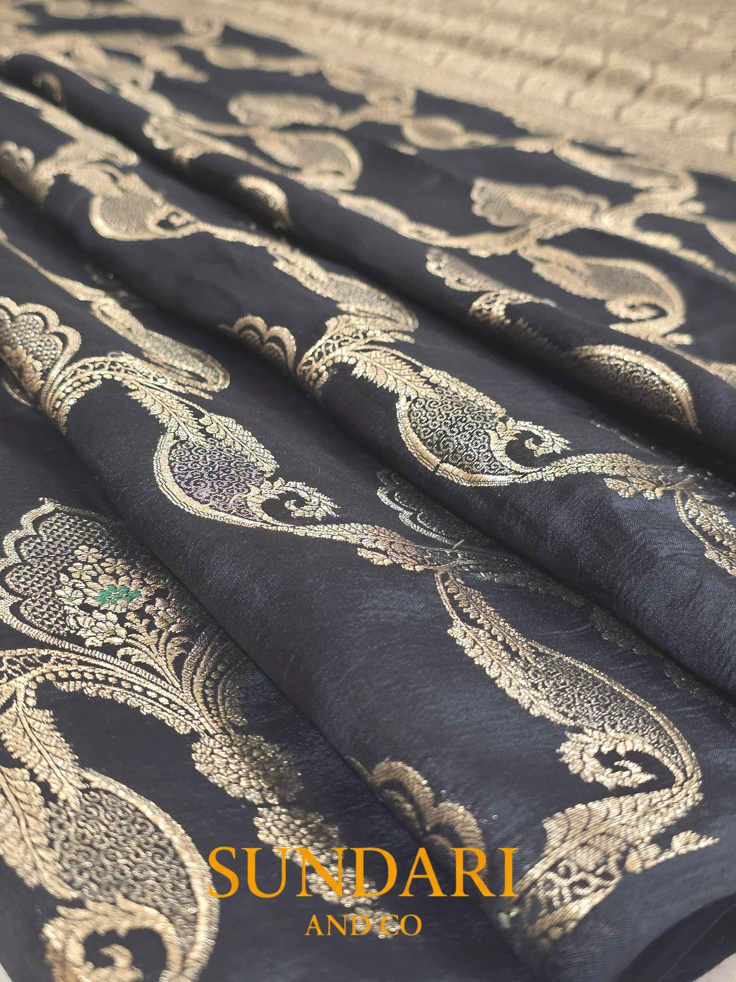 Black | Meenakari Jaal | Pure Soft Silk Saree