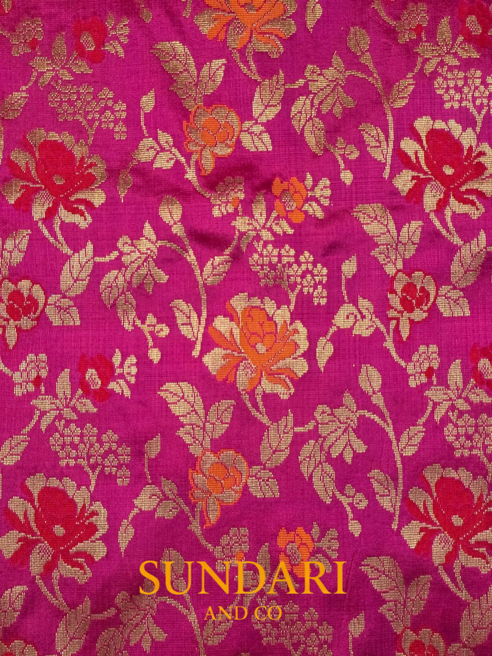 Bright Pink | Meenakari  Floral Brocade Jaal | Pure Katan Silk Saree