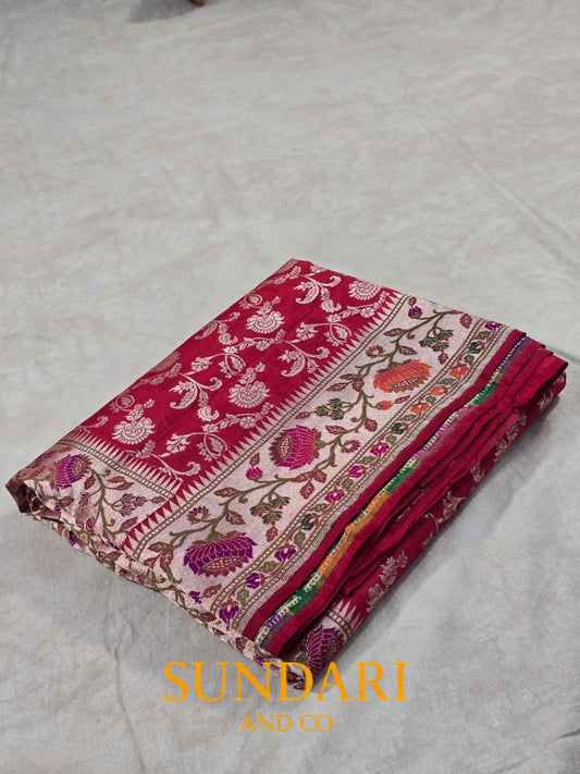 Classic Red | Paithani Woven | Pure Katan Silk Saree
