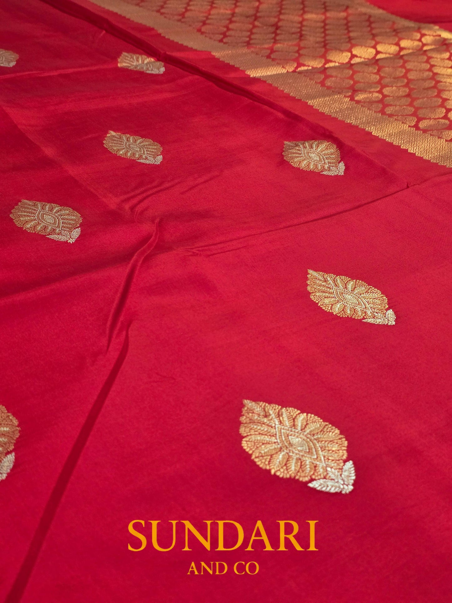 Crimson Red | Sona-Roopa Buttas in Kadua Weave | Pure Soft Silk Saree