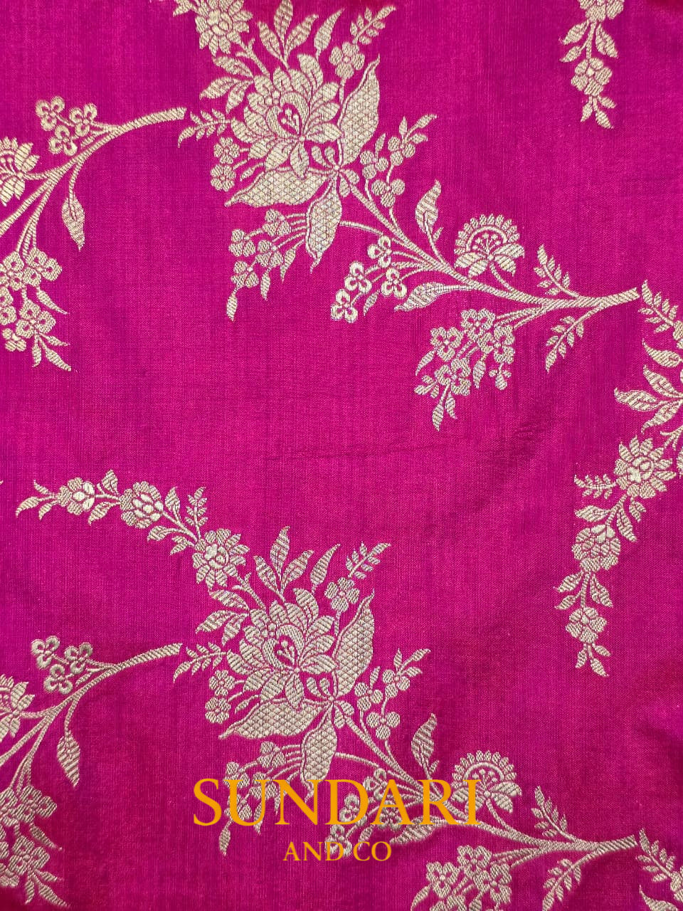 Deep Pink | Floral Jaal | Pure Katan Silk Saree