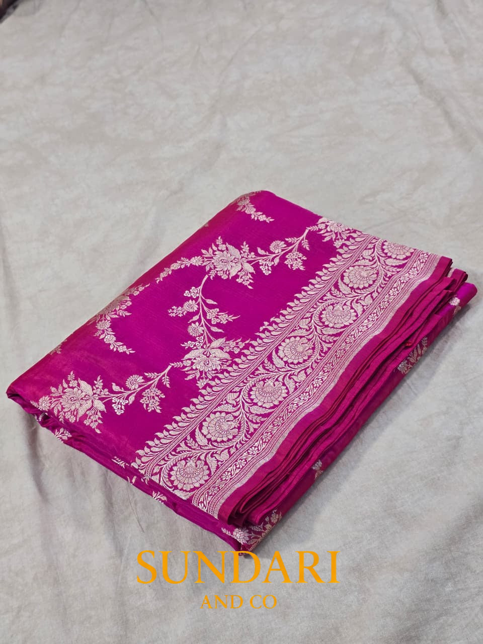 Deep Pink | Floral Jaal | Pure Katan Silk Saree