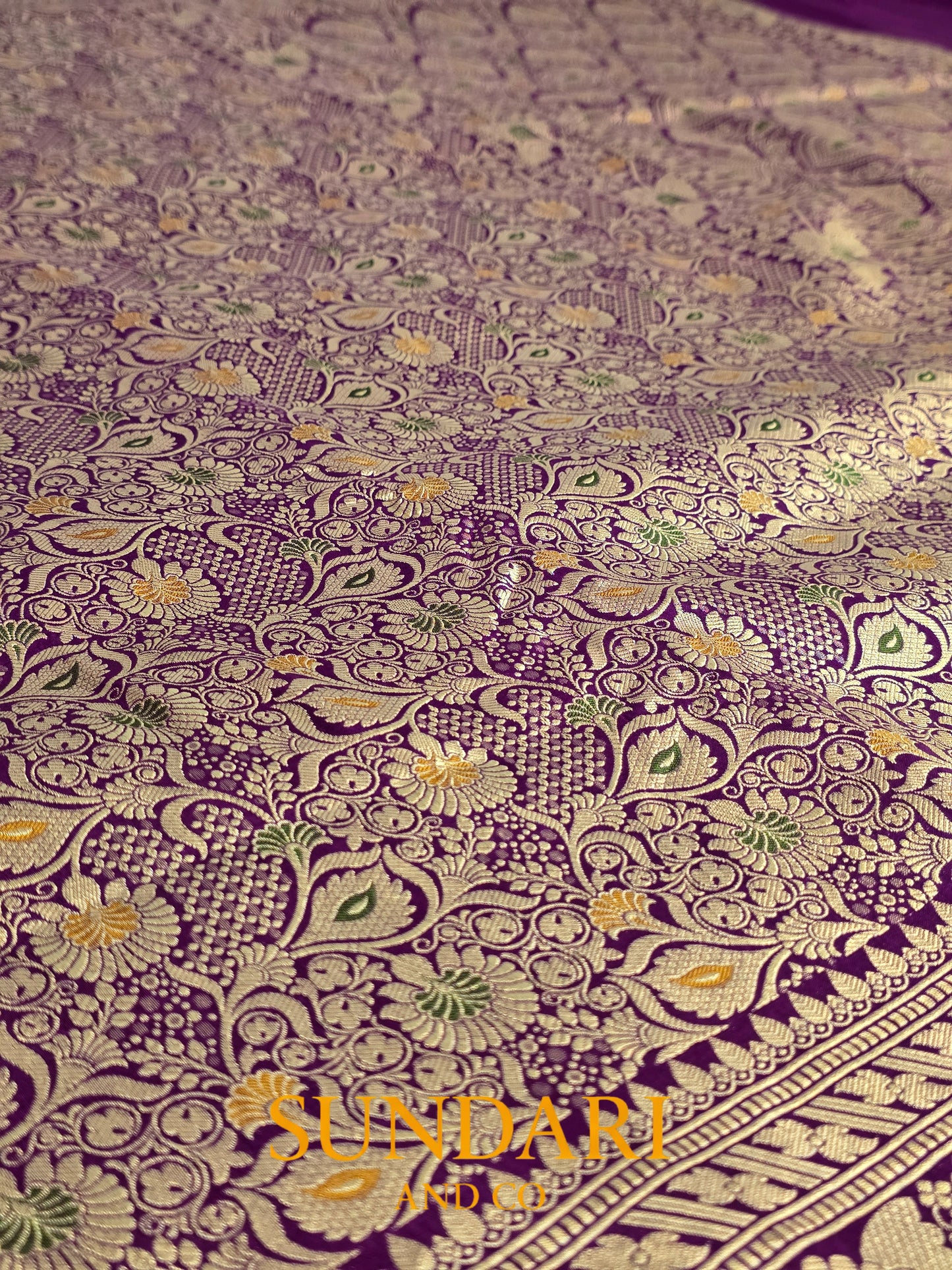 Deep Violet | Allover Intricate Brocade jaal | Pure Katan Silk Saree