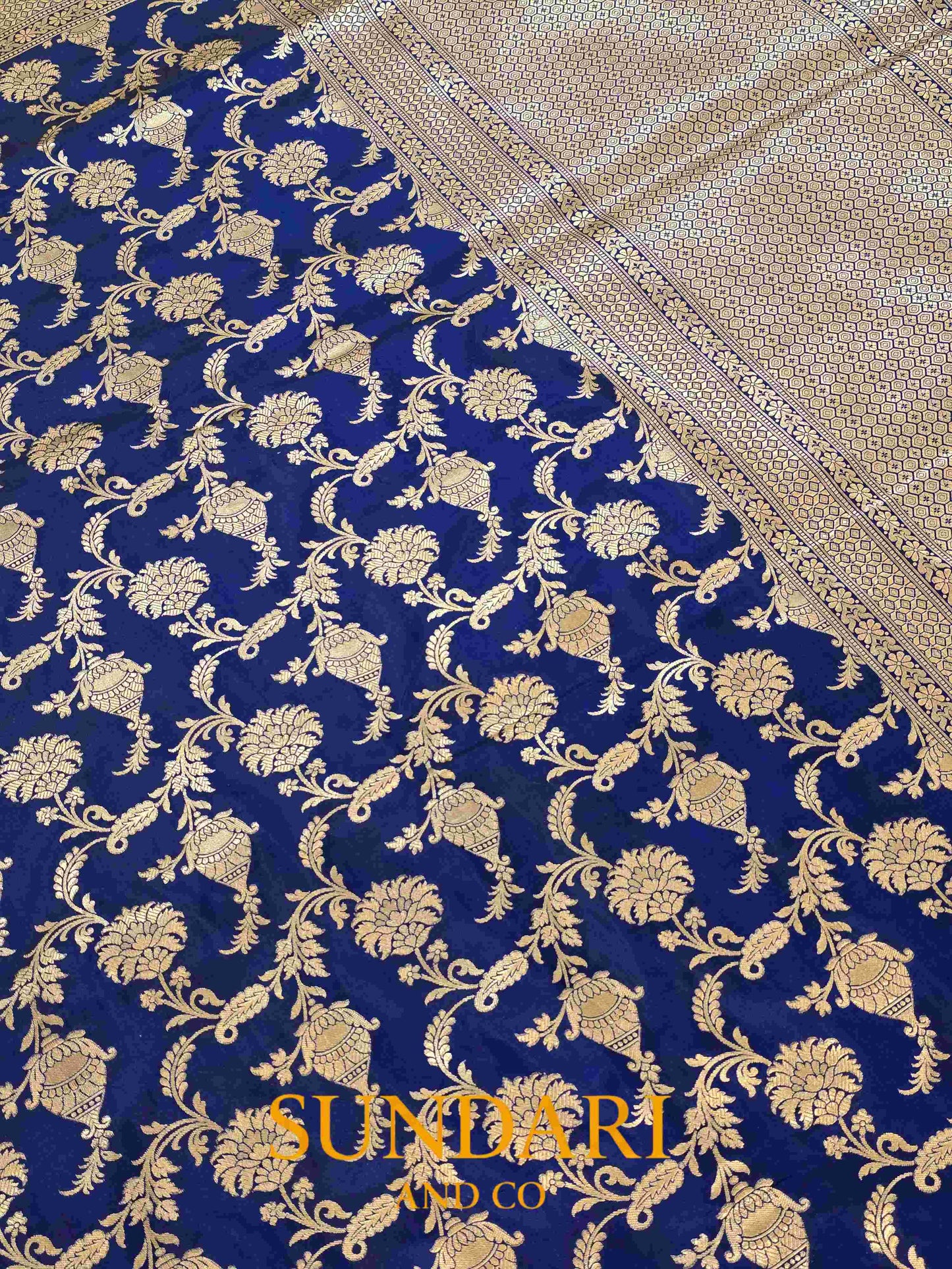Electric Blue | Floral Jaal | Pure Katan Silk Saree