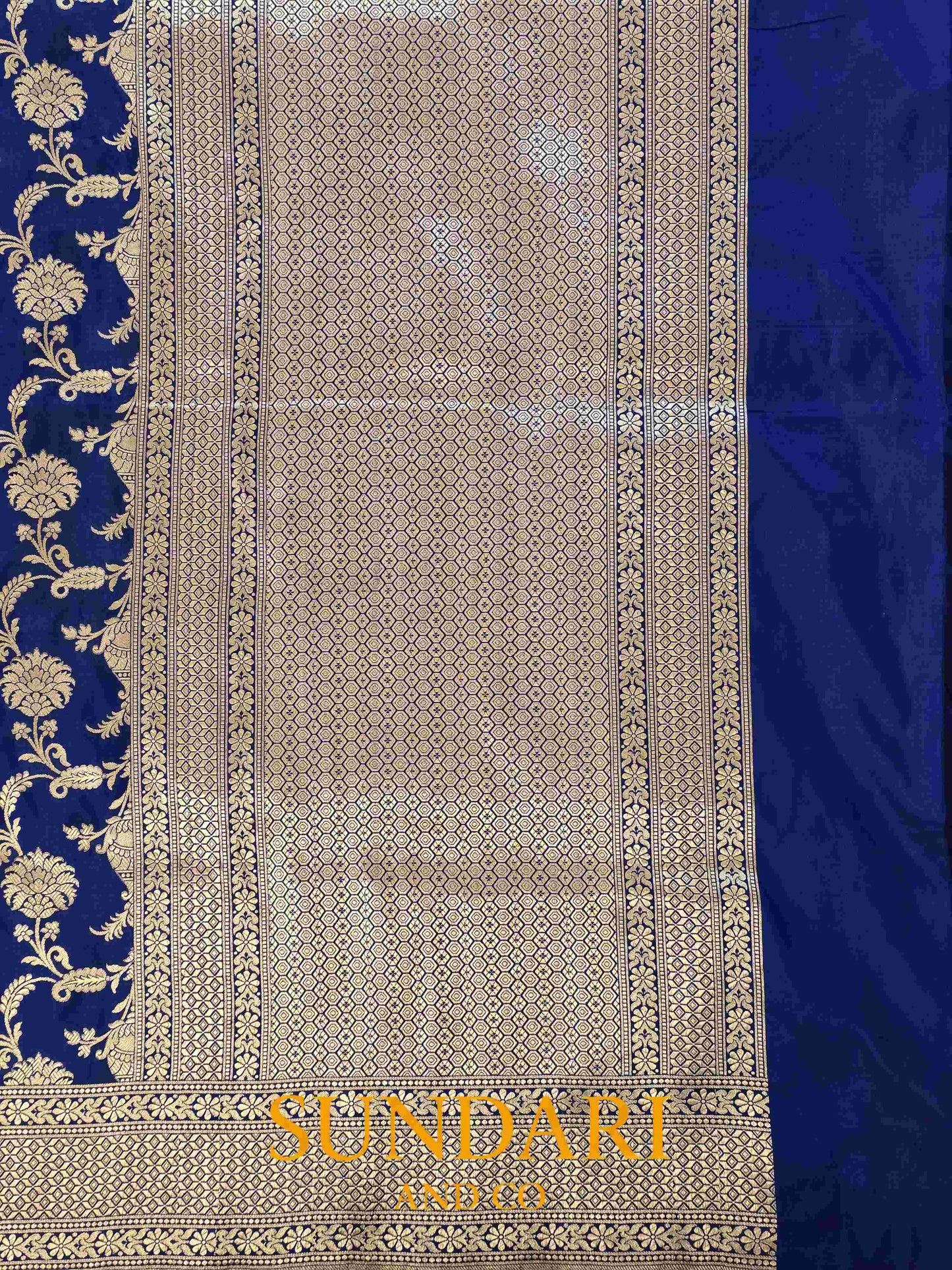 Electric Blue | Floral Jaal | Pure Katan Silk Saree