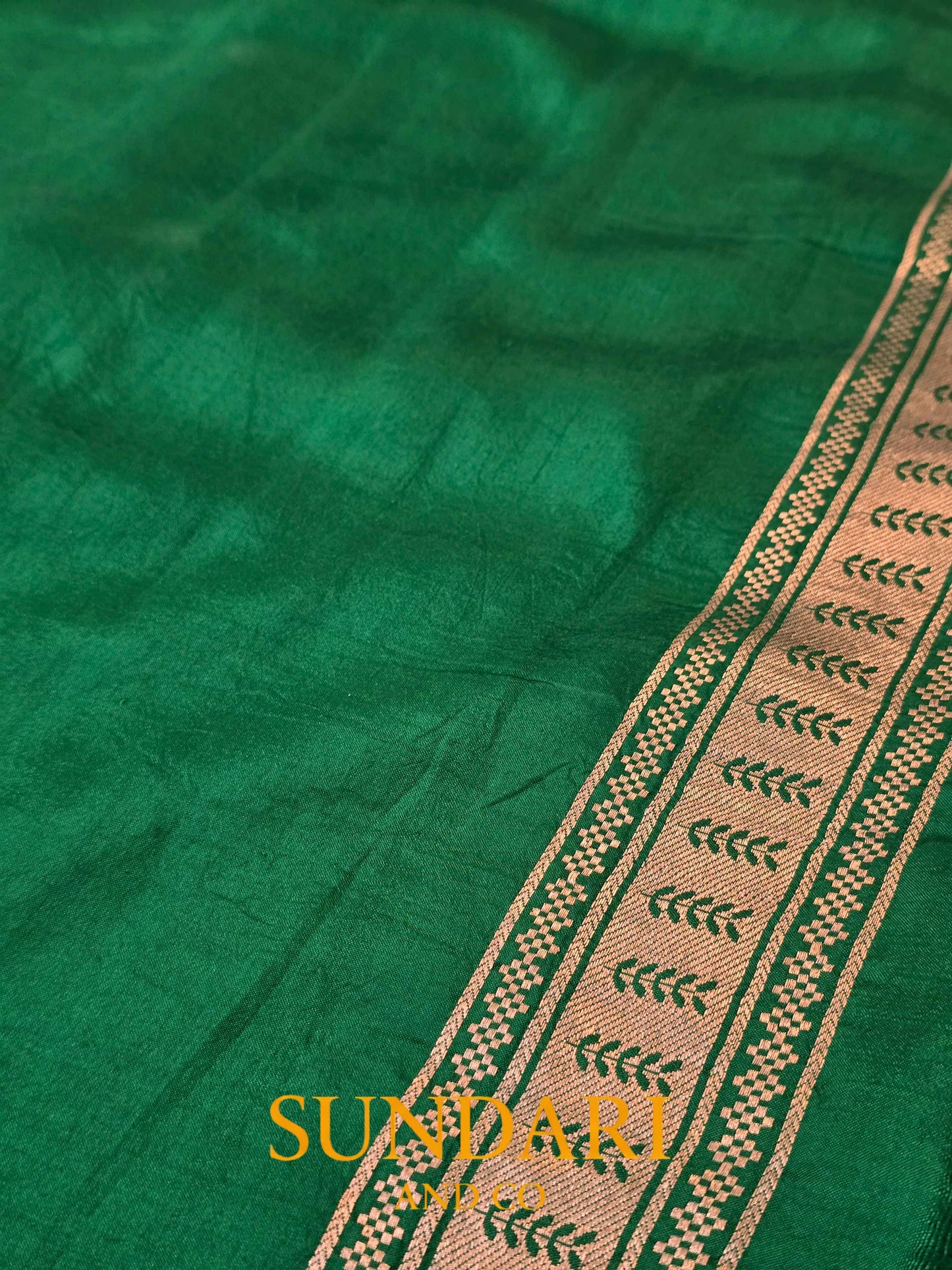 Emerald green | Stripes Kadua Weave | Pure Soft Silk Saree
