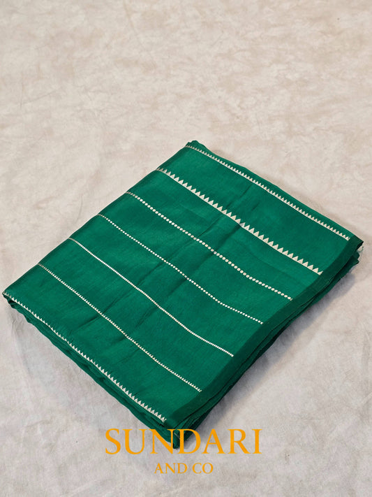 Emerald green | Stripes Kadua Weave | Pure Soft Silk Saree