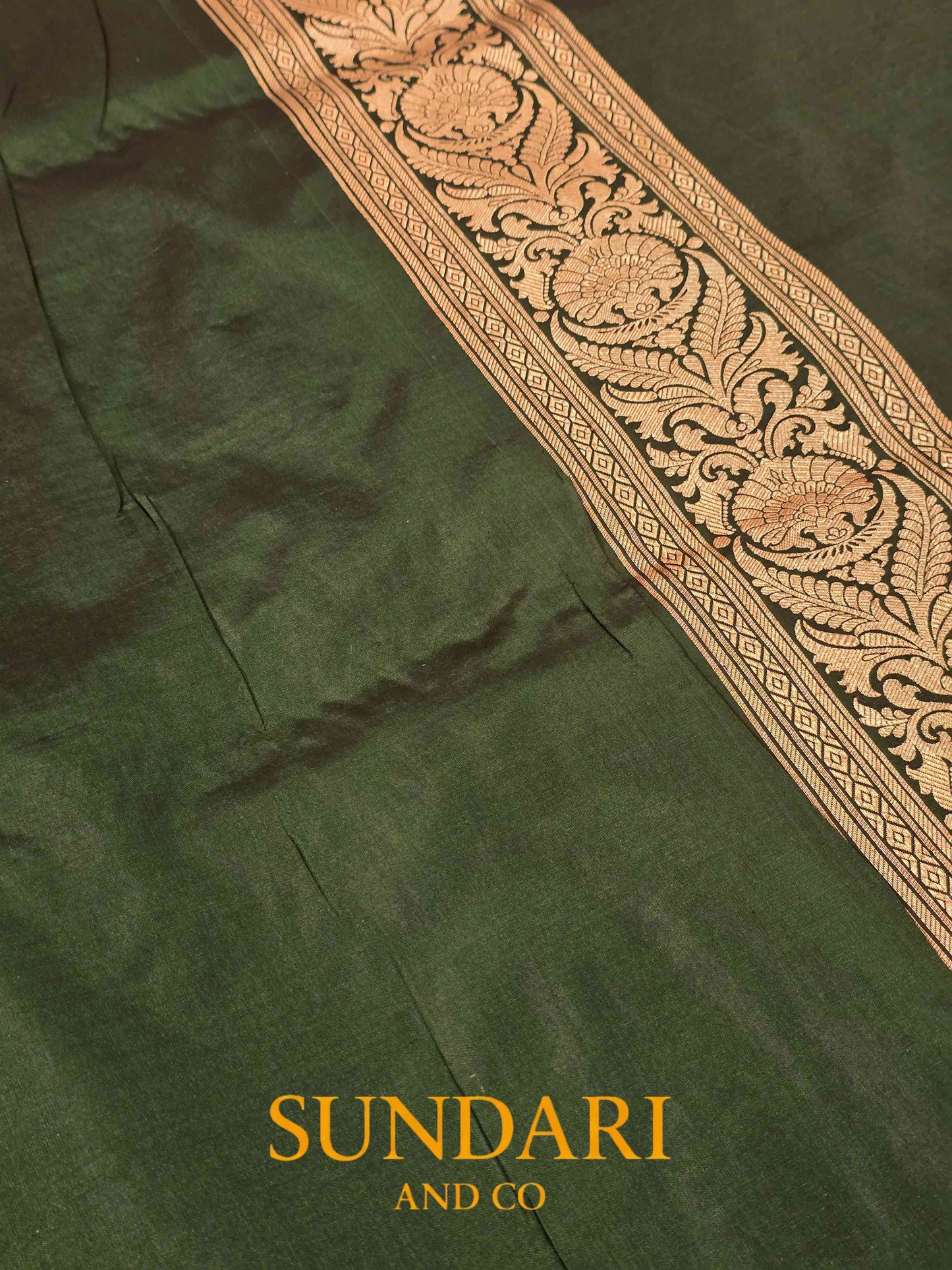 Forest Green | Floral Jaal | Pure Katan Silk Saree