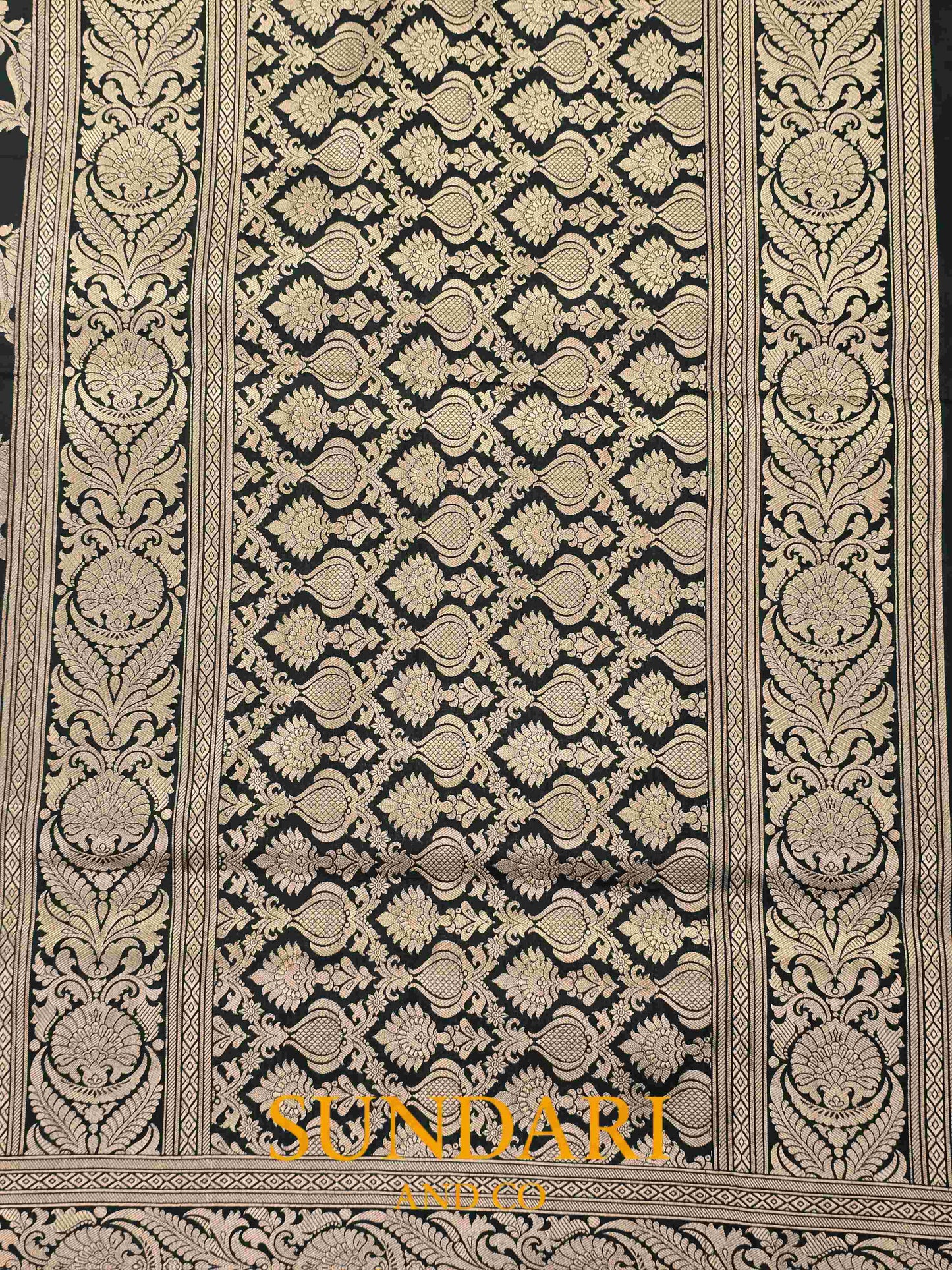 Forest Green | Floral Jaal | Pure Katan Silk Saree