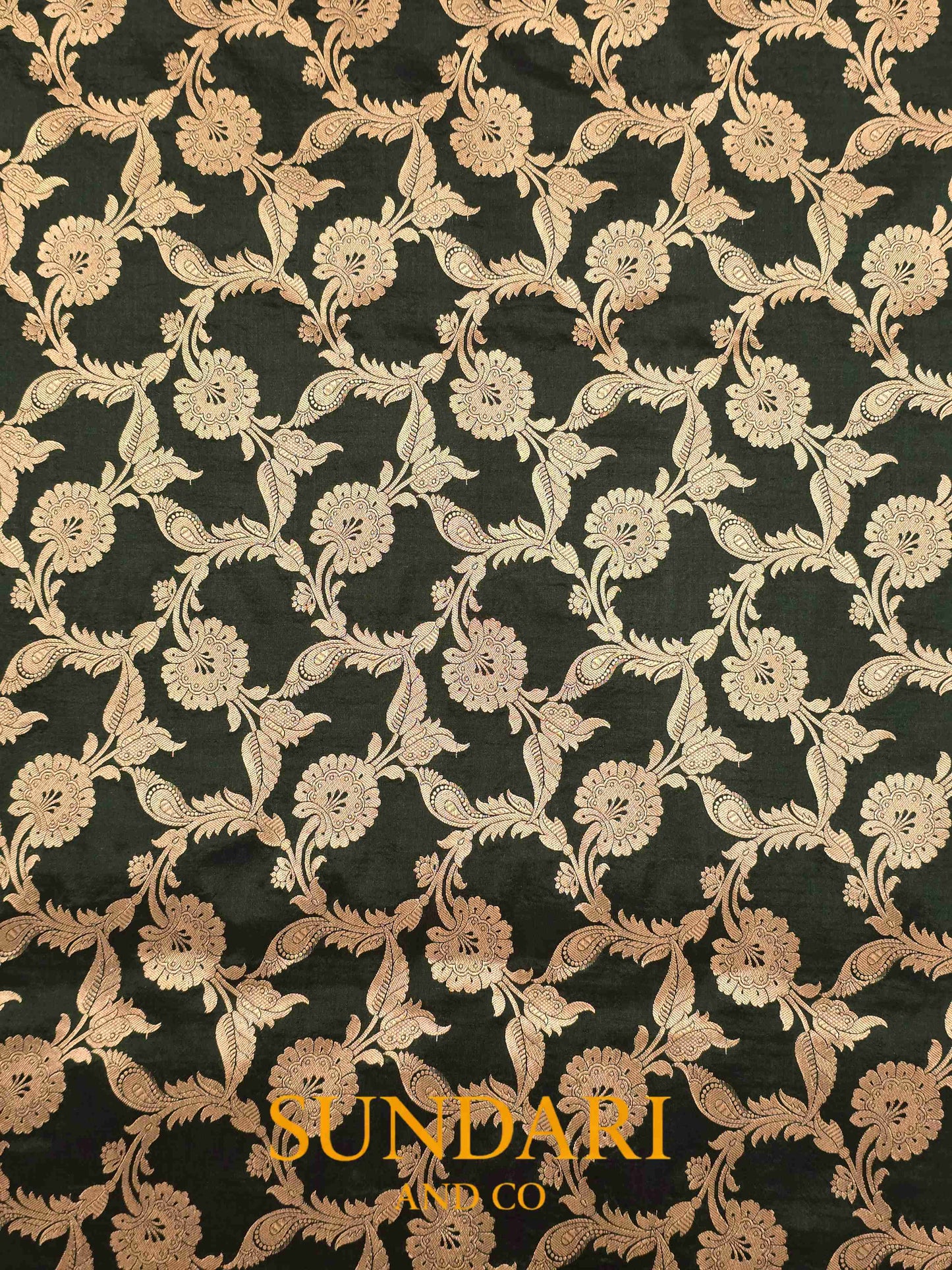 Forest Green | Floral Jaal | Pure Katan Silk Saree