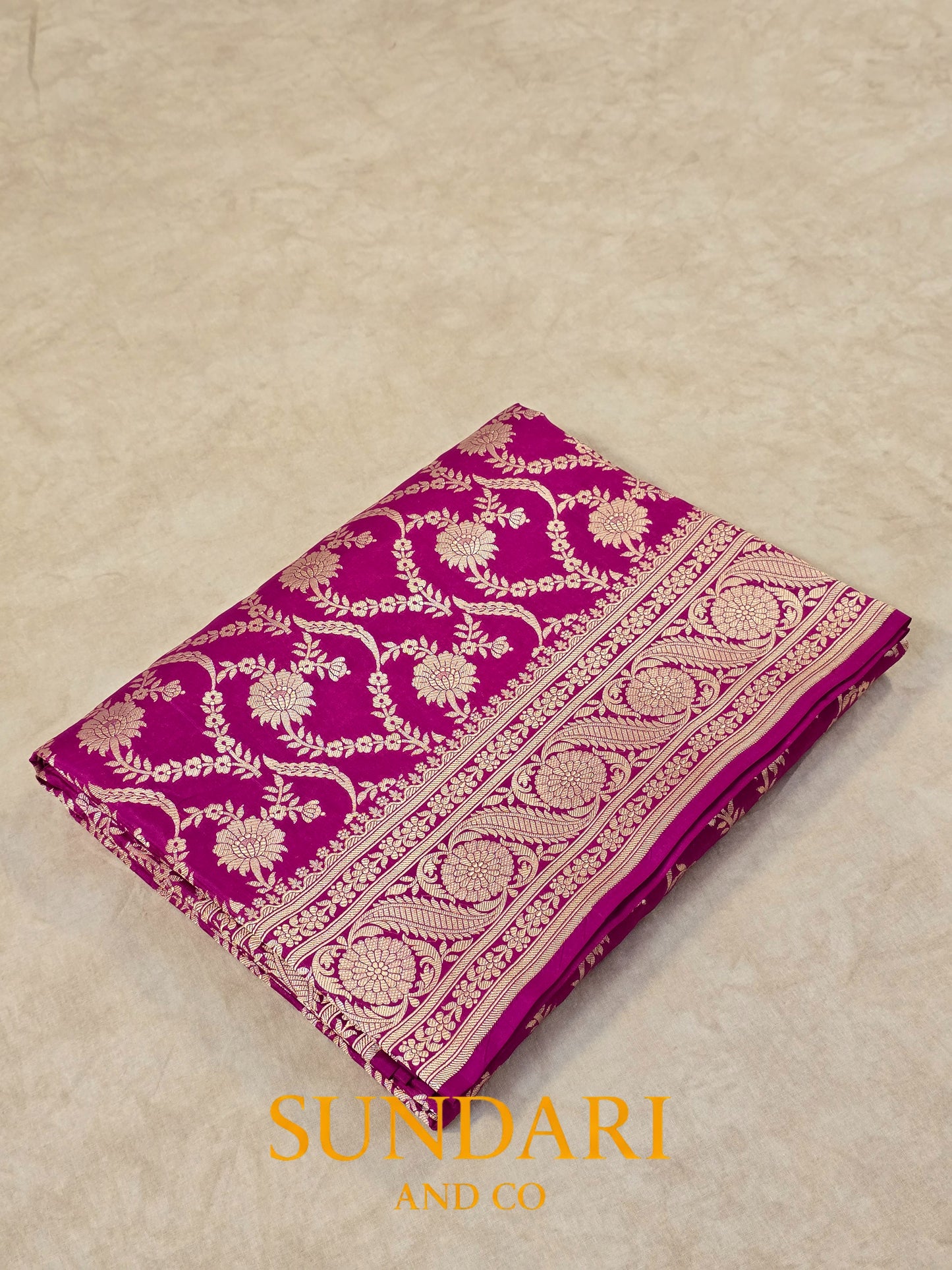 Fuchsia Magenta | Allover Floral Jaal | Pure Katan Silk Saree