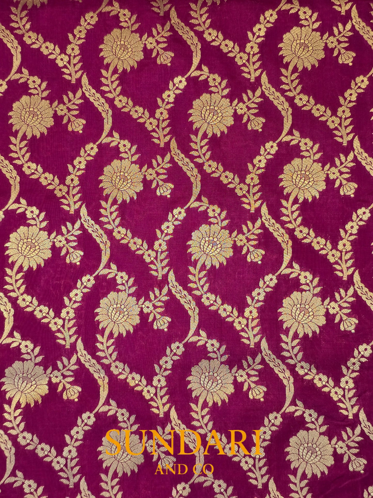 Fuchsia Magenta | Allover Floral Jaal | Pure Katan Silk Saree