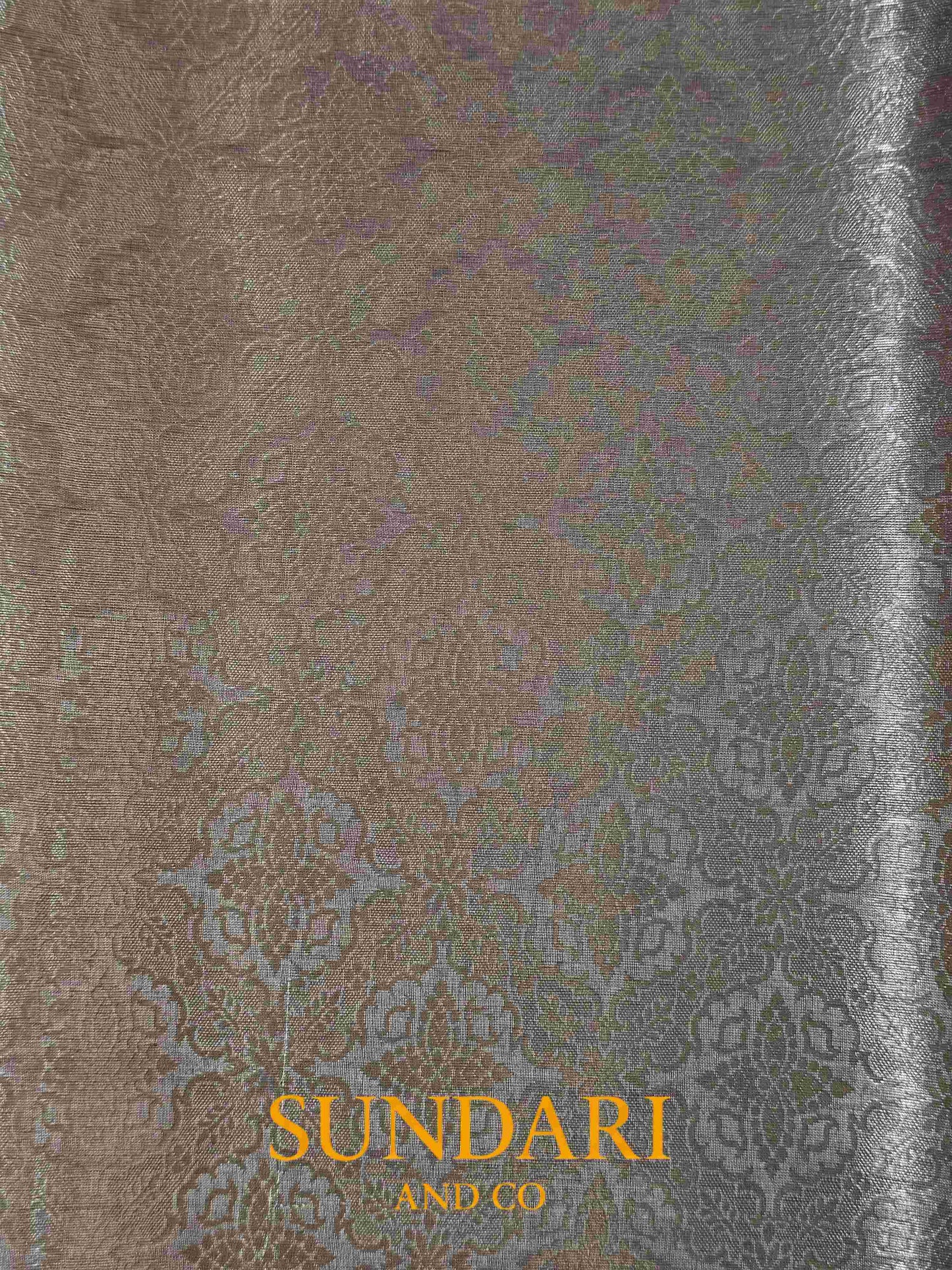 Lavender | Heavy Brocade Floral Motifs | Pure Tissue Silk Saree