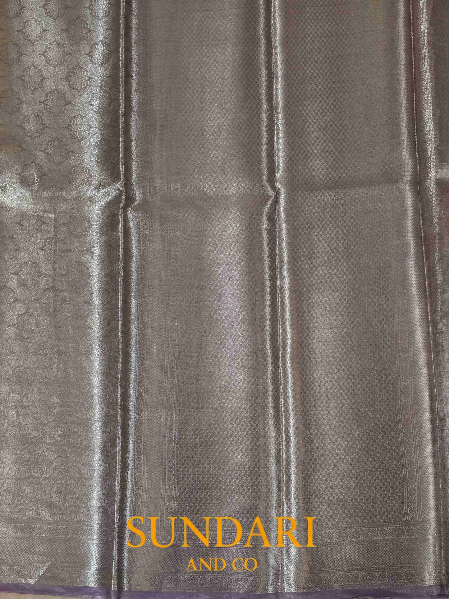 Lavender | Heavy Brocade Floral Motifs | Pure Tissue Silk Saree