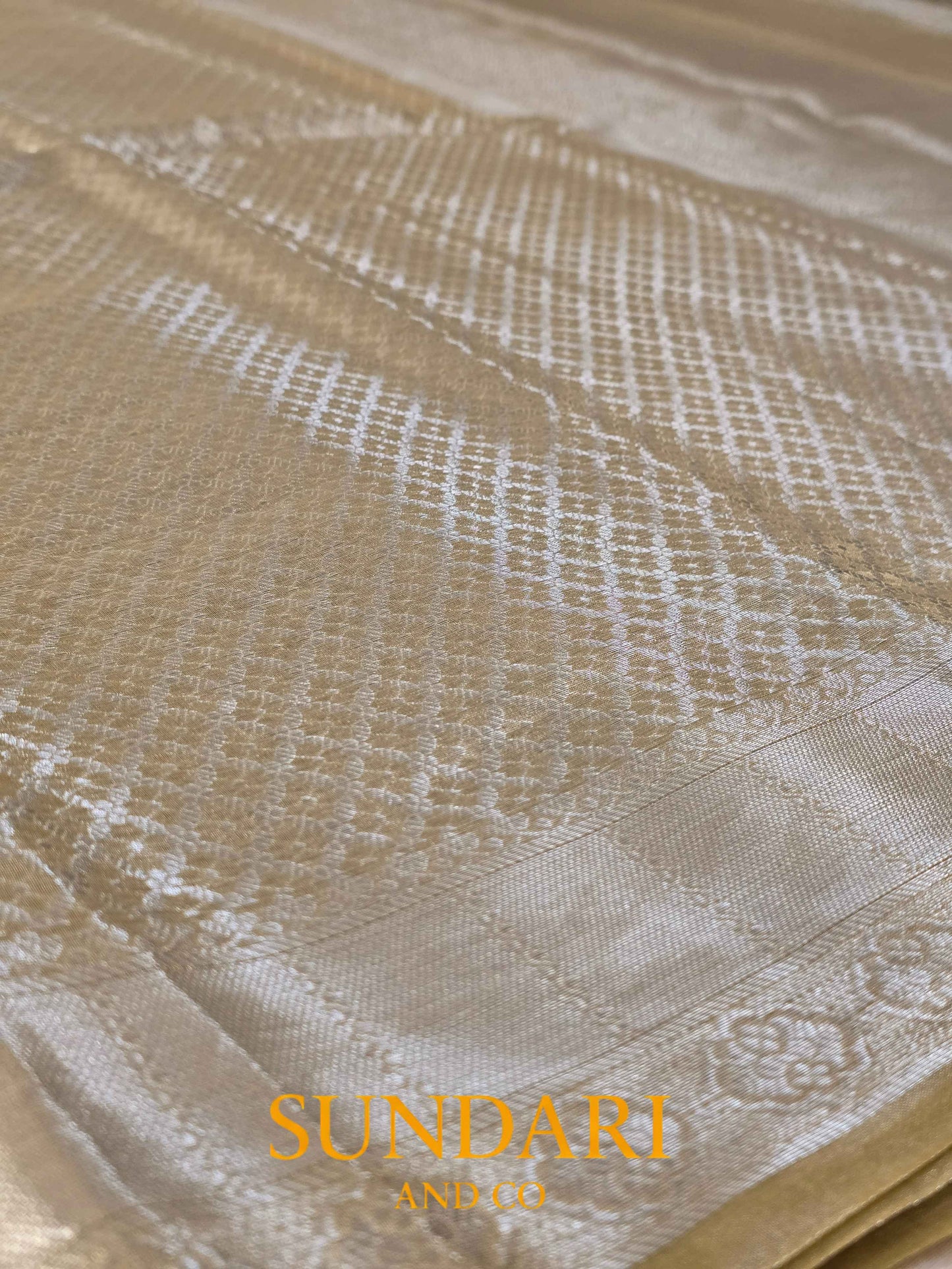 Lime Yellow | Heavy Brocade Geometrical Motifs | Pure Tissue Silk Saree