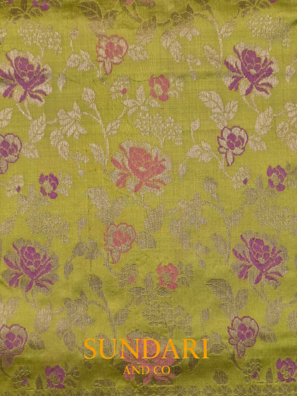 Pistachio Green | Meenakari  Floral Brocade Jaal | Pure Katan Silk Saree