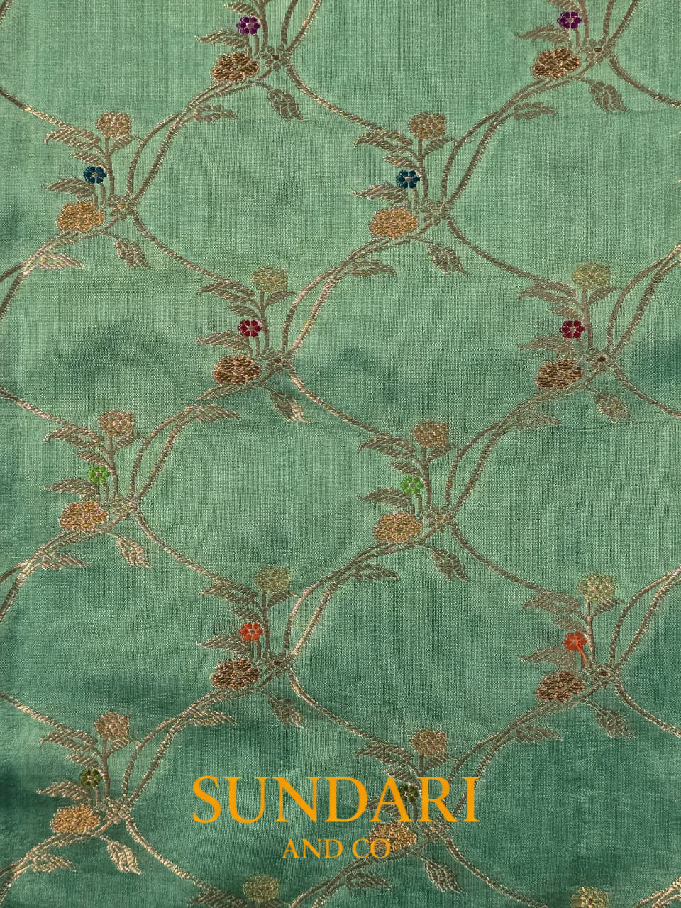 Pastel Aqua | Meenakari Jaal | Pure Chiniya Silk Saree