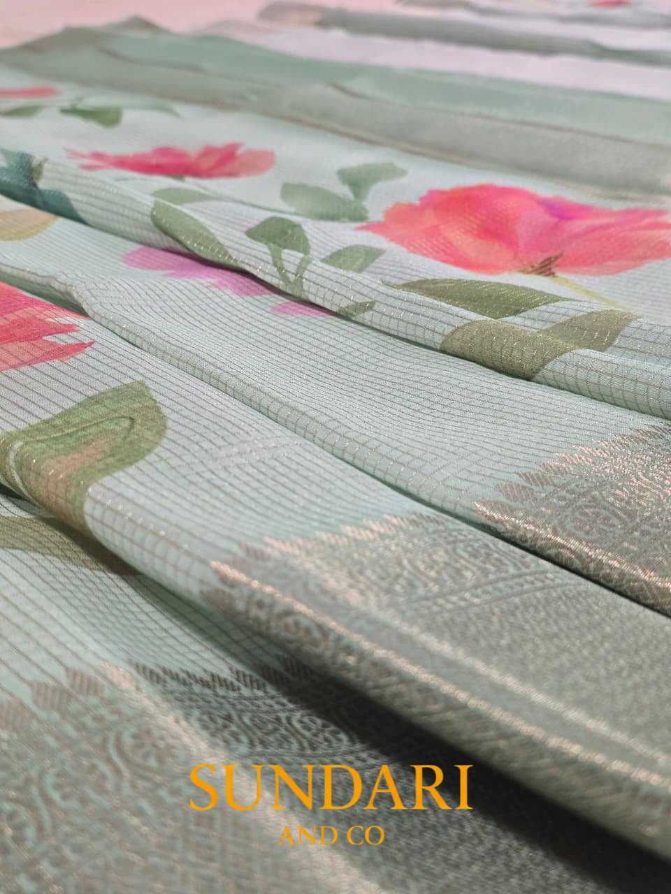 Pastel Green | Digital Printed | Pure Cotton Saree