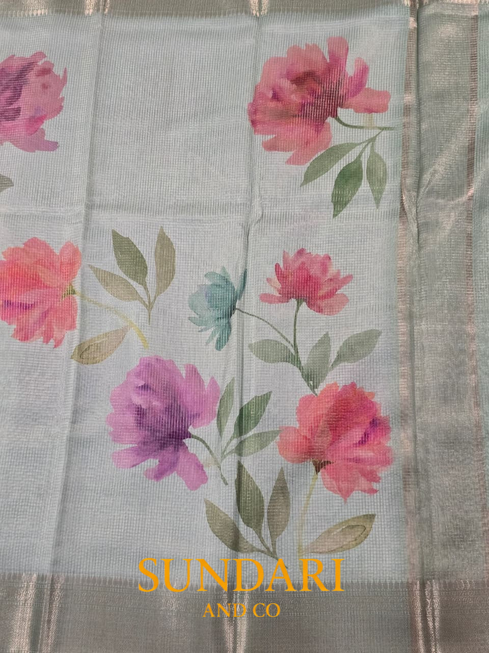 Pastel Green | Digital Printed | Pure Cotton Saree