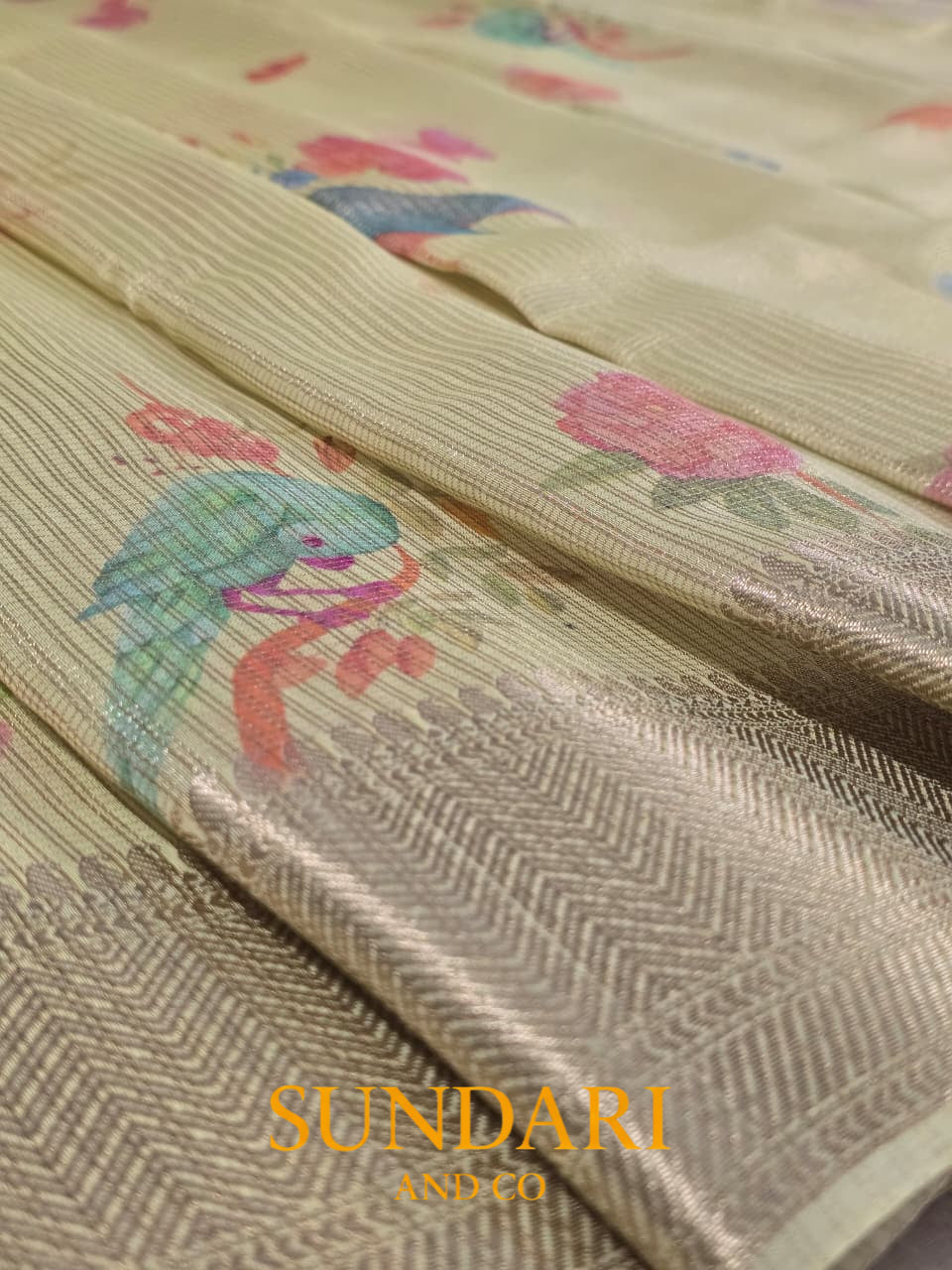 Pastel Yellow | Digital Printed | Pure Cotton Saree